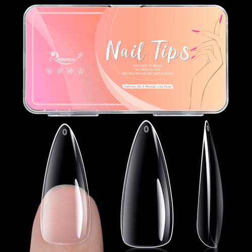 Long Clear Almond Nail Tips