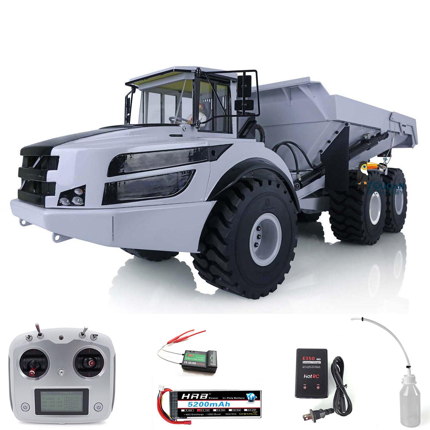 1/14 Scale Metal Hydraulic 6x6 RC Articulated Dump Truck - Engineering Vehicle Model with Motor, ESC & LED Lights - Perfect for Construction Site Play, Collecting & STEM Learning