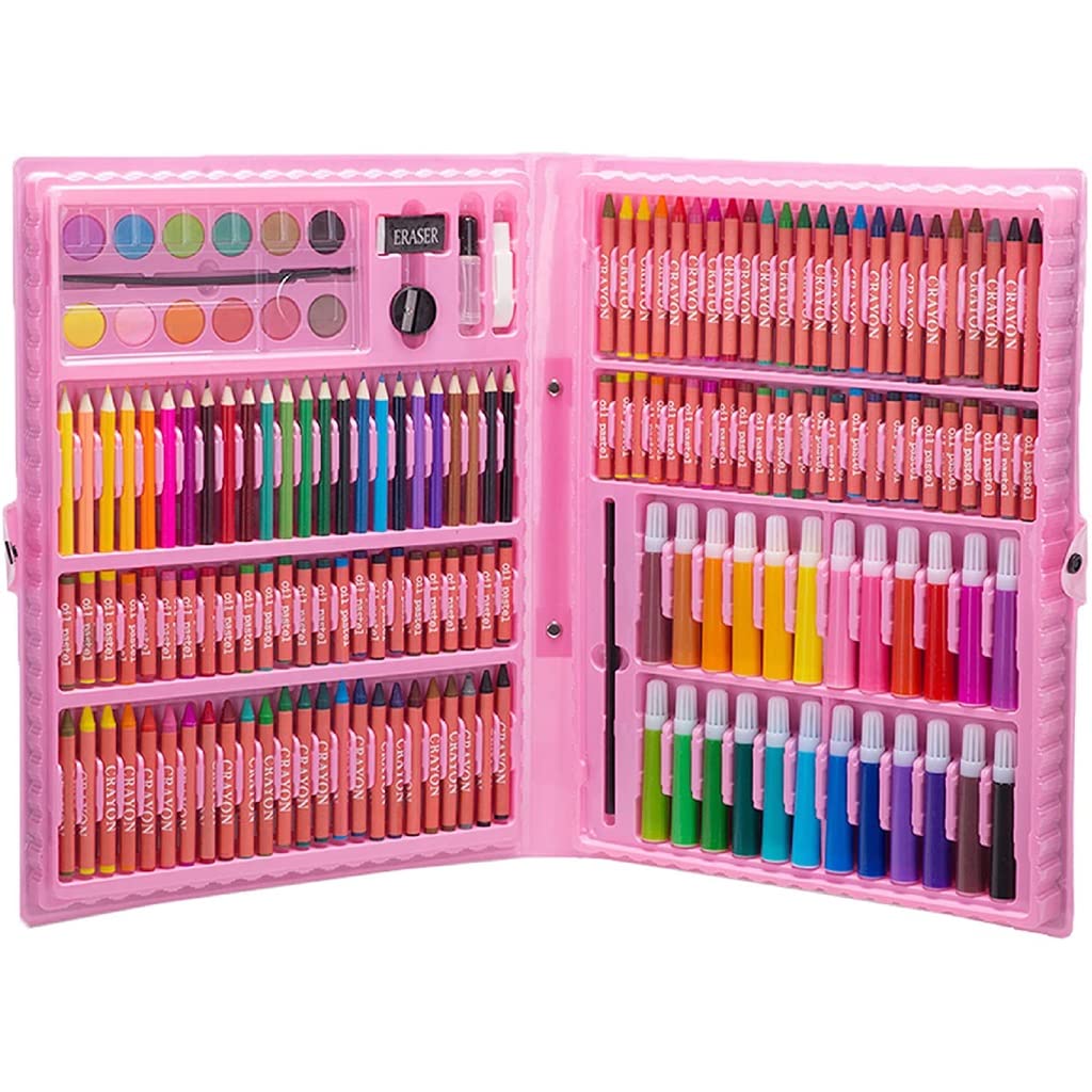 168pcs Kids Drawing Art Set - Crayons, Oil Pastels & Watercolor Markers for School & Home Creativity