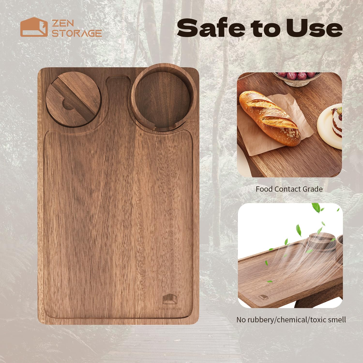 3-in-1 Wooden Couch Arm Table with 360° Rotatable Phone Holder & Cup Holder - Foldable Anti-Slip Sofa Arm Tray for Eating, Snacks, Remote Control & Drinks (Fits 9.84