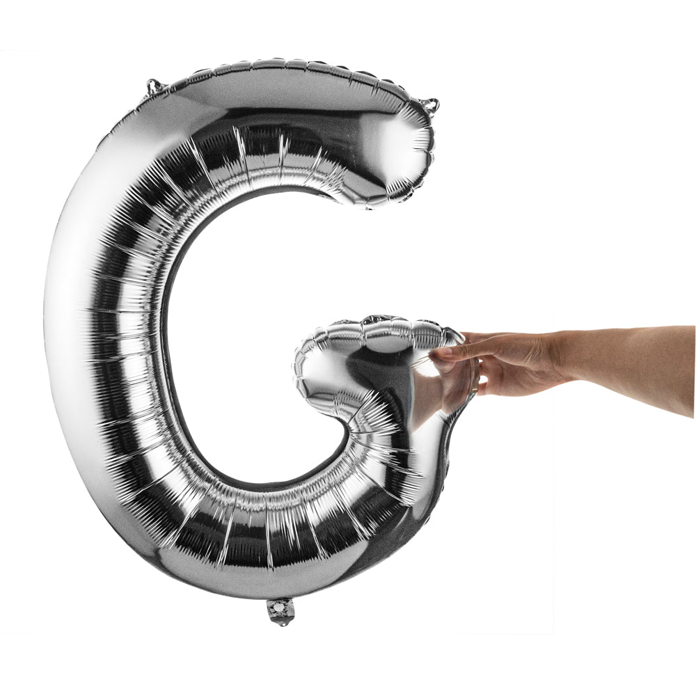 Balloonify Silver Mylar Letter G Balloon - 40 Inch Large Foil Alphabet Balloon for Birthday Party Decorations (1 Count Box) - Perfect for Baby Showers, Graduations & Anniversary Celebrations