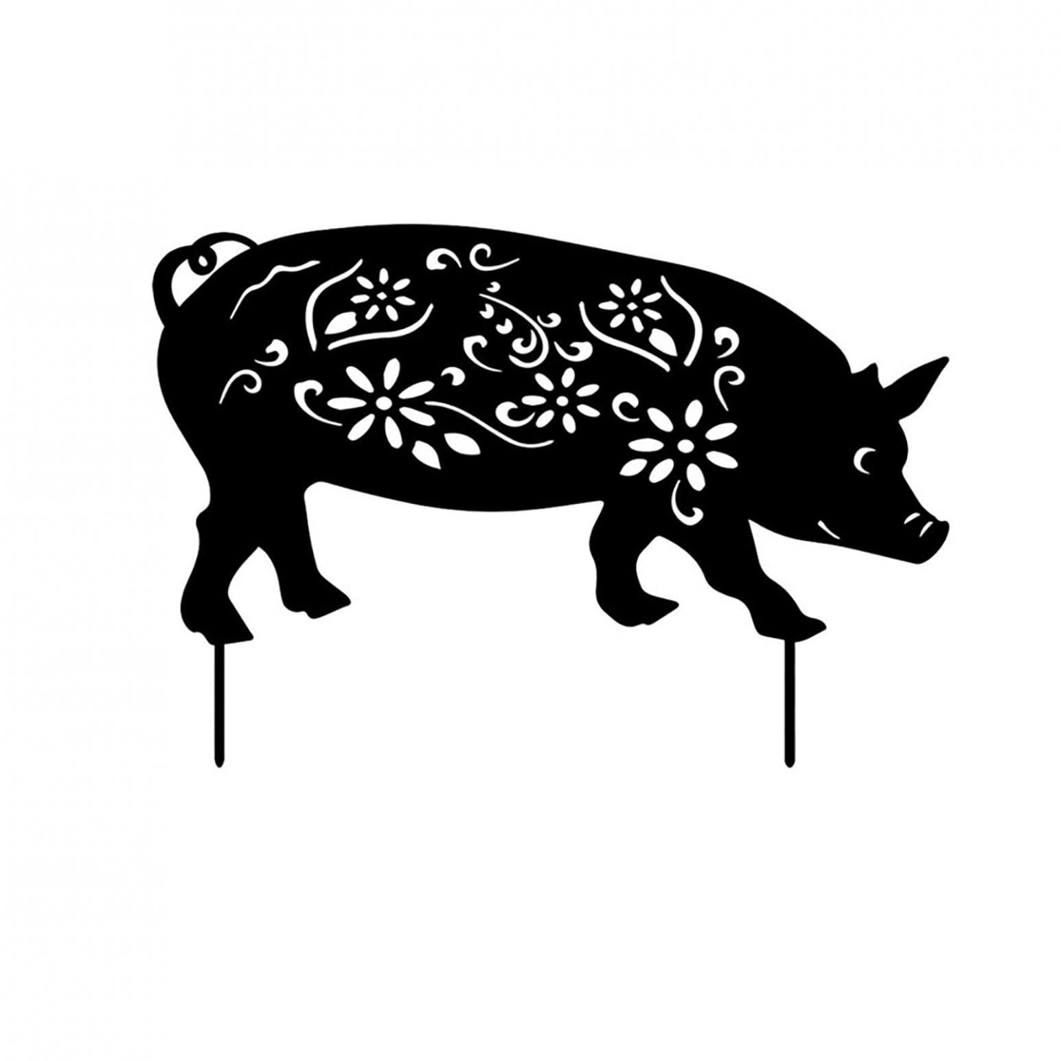 Acrylic Hollow Black Garden Art Pig Inserts - Decorative Animal Yard Decor for Patio, Lawn & Garden - Perfect for Outdoor Decorations & Men's Gardening Accessories