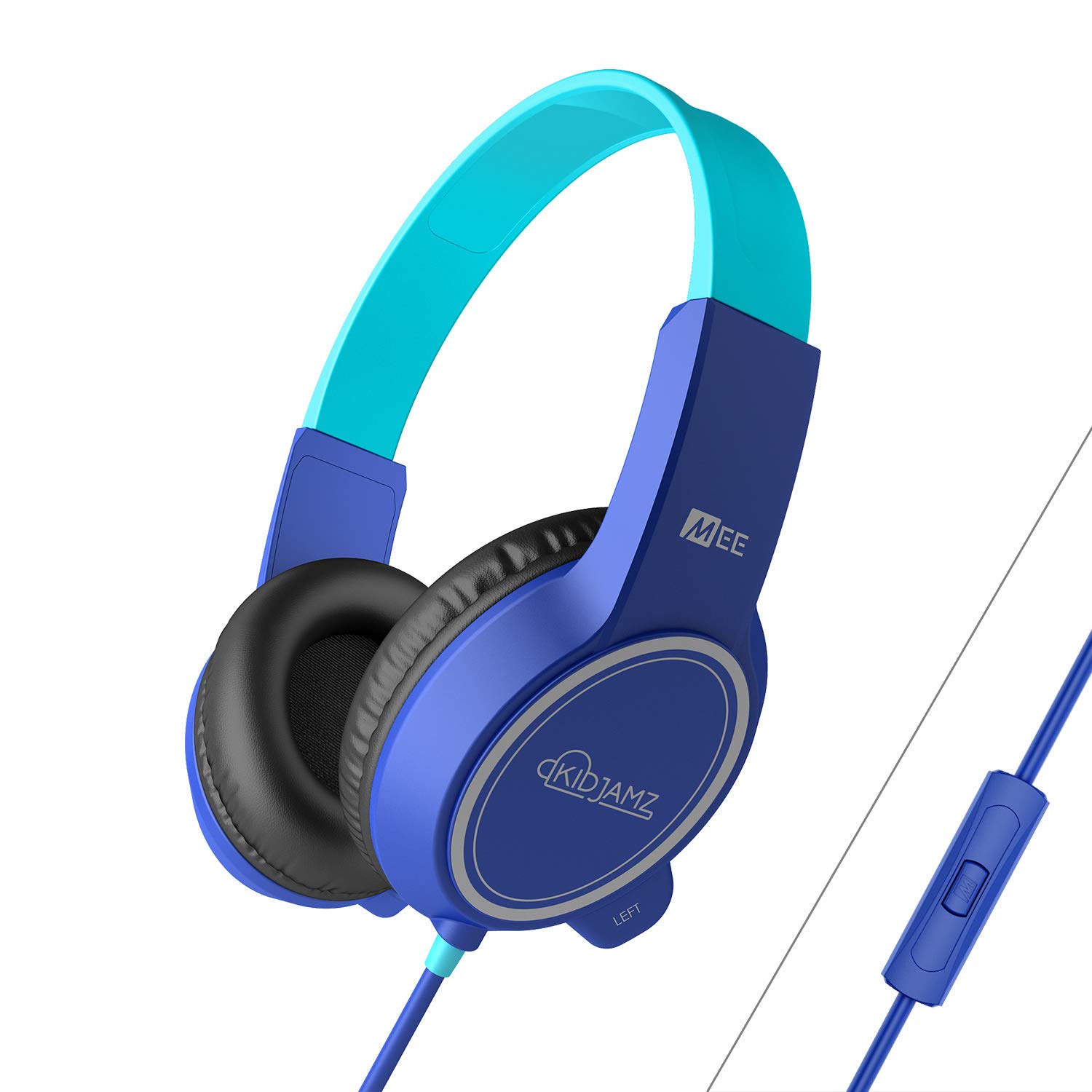 MEE audio KidJamz 3 Kids Safe Volume Limited Headphones with Built-in Mic - Adjustable On-Ear Headset with 3.5mm Jack & Tangle-Free Cord for Online Learning, School, Travel, Tablet - Perfect for Distance Education, Homeschooling, and Airplane Entertainment