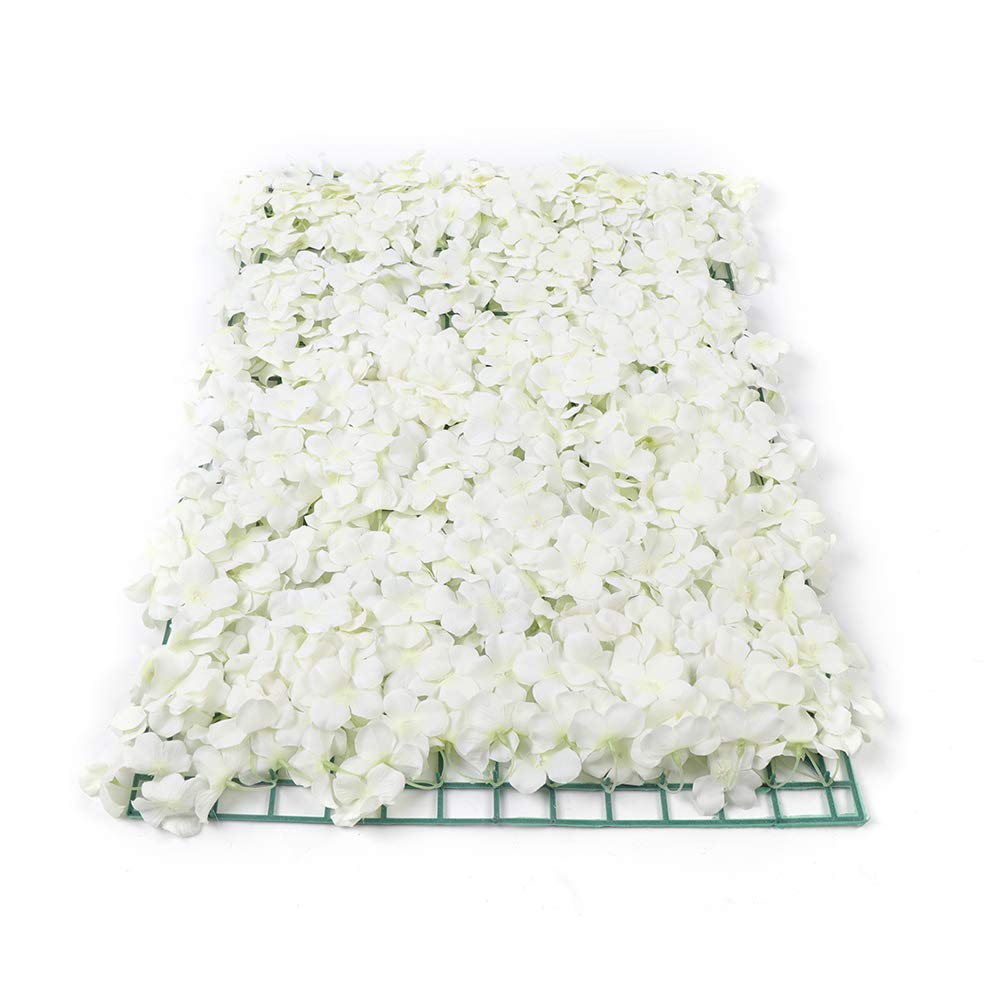 24x16 Inch Silk Fabric Artificial Flowers Wall Decor Panel - Floral Backdrop for Wedding, Bridal Shower, Baby Shower & Party Decorations (10-Piece Set, White) | Perfect for Home, Event & Photo Booth Backgrounds