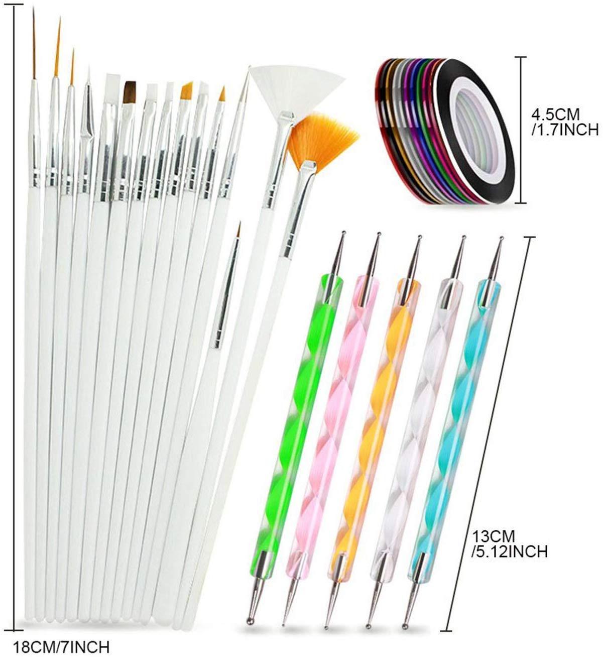 Premium Nail Art Kit - 31 Piece Set with Nail Brushes, Dotting Pens, Striping Tapes & French Manicure Guides | Professional Manicure Tools for Salon & Home Use | DIY Nail Design Essentials for Beginners & Experts