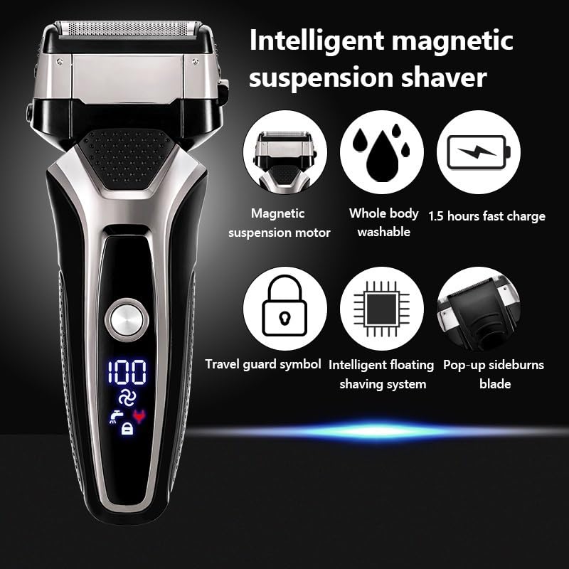 USB Rechargeable Electric Shaver for Men - 3D Floating Triple Blade Stainless Steel Shaving Machine with Barber Precision | Smooth Shave for Daily Grooming & Travel | Silver with Gift Box