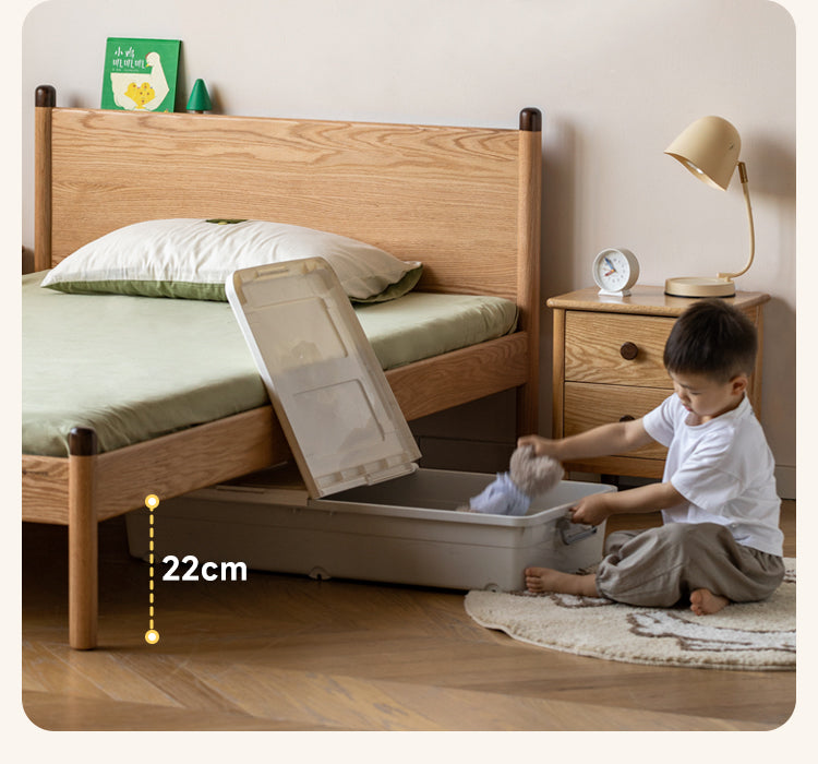 Solid Oak Wood Kids Bed - Sturdy & Safe Children's Bedroom Furniture for Toddlers & Teens - Perfect for Bedrooms, Daycare, and Guest Rooms