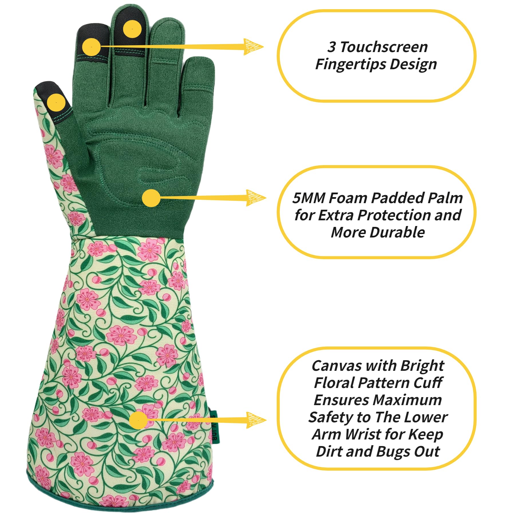 Best Gardening Gloves for Men & Women - Touchscreen Compatible, Durable Long Cuff Work Gloves for Rose Pruning & Outdoor Use - Perfect Garden Gifts for Her & Him - Ideal for Landscaping, Planting, Weeding & Yard Work