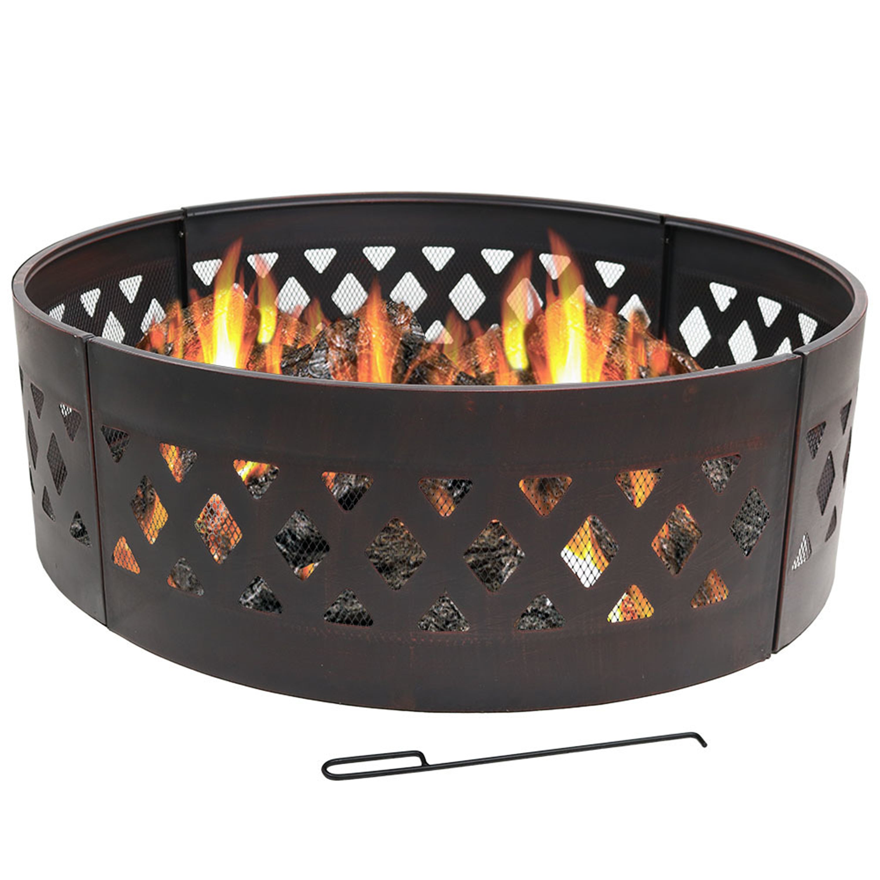 Heavy Duty Crossweave Campfire Ring - 36 Inch Outdoor Fire Pit for Camping, Backyard, and Patio Use - Durable Steel Fire Ring for Bonfires and Gatherings