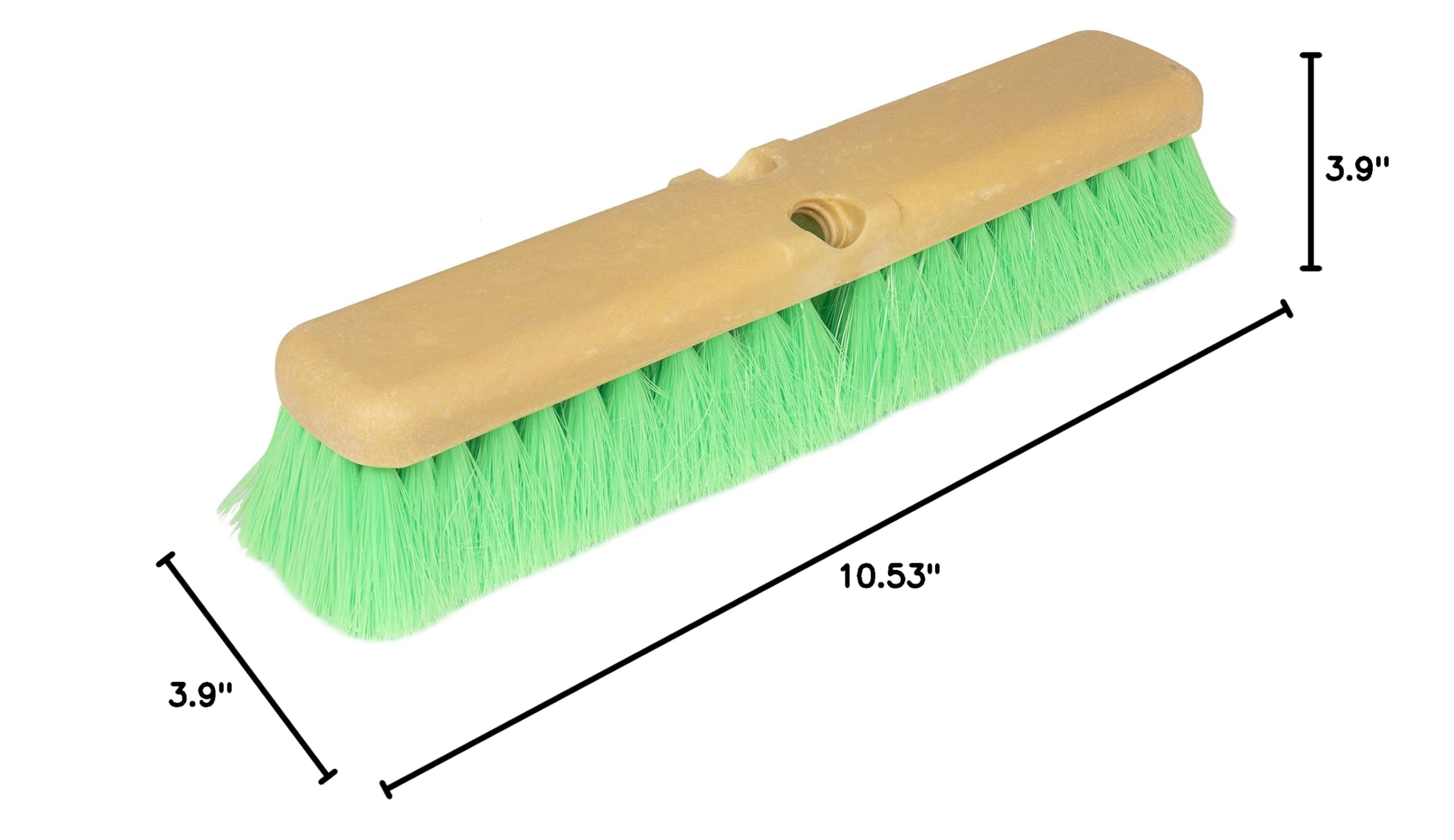 Teravan Green Obround Flow Through Scrub Brush - Ultra Soft Bristle Car Wash Brush for RVs, Trucks, Boats, Windows & Floors (14 Inch) - Perfect for Vehicle Detailing, Marine Cleaning & Household Deep Cleaning