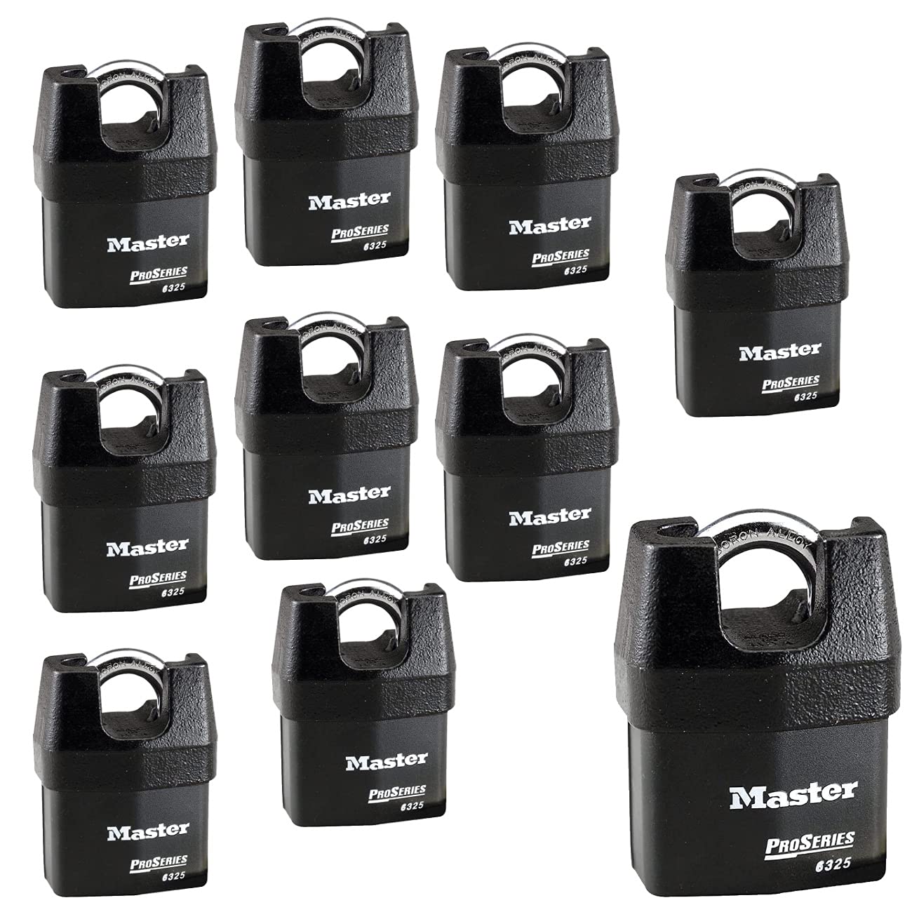 Master Lock Pro Series 6325NKA-10 High Security Padlock (10-Pack) with BumpStop Technology - Heavy Duty Outdoor Use for Storage Units, Toolboxes & Construction Sites