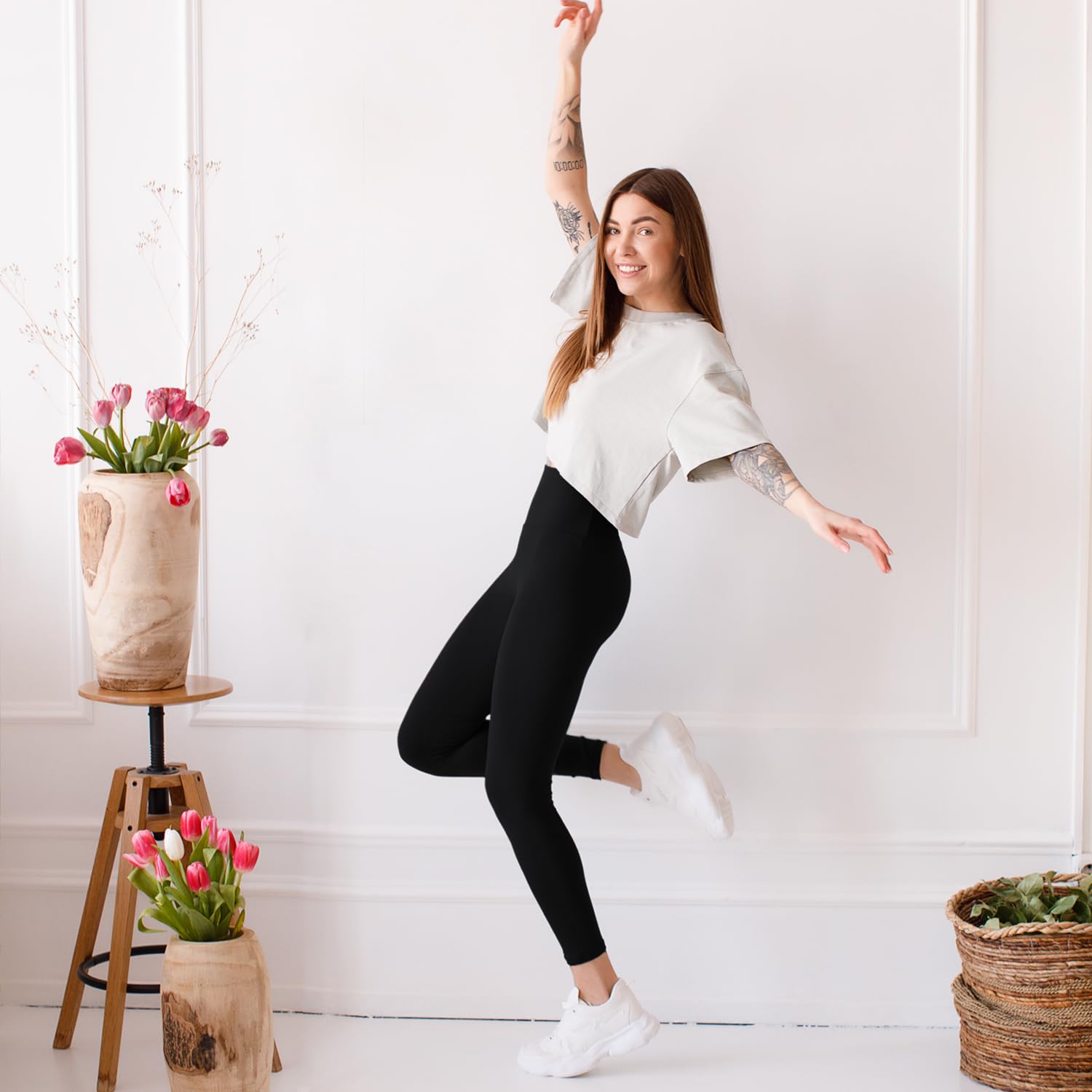 High Waisted Workout Leggings for Women - Yoga Running Gym Exercise Tights - Perfect for Yoga, Running, Gym & Casual Wear