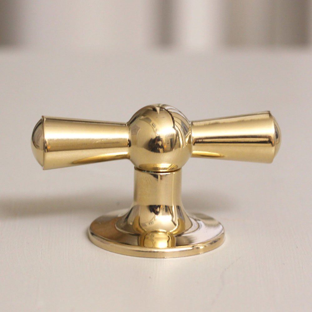 Polished Brass Crossed Cabinet Knob - Vintage Style Drawer Pulls for Kitchen & Bathroom - Perfect for Home Renovation and Furniture Upgrade