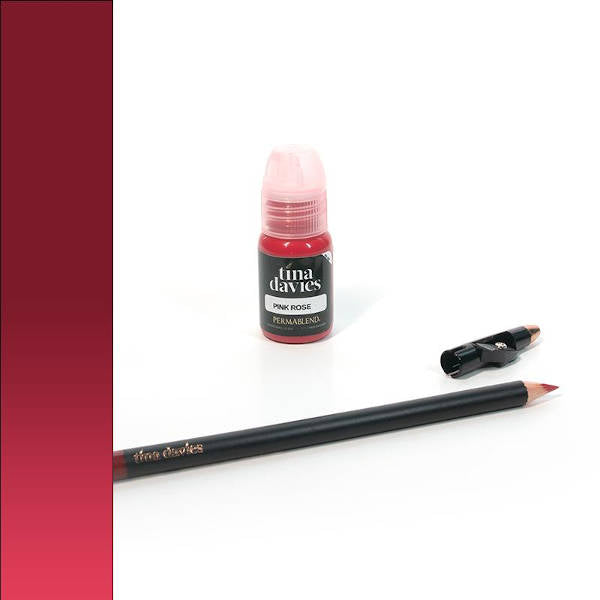 Perma Blend Tina Davies Pink Rose Tattoo Pencil & Pigment Set - Professional Cosmetic Tattoo Kit for Eyebrows & Lips | Perfect for Tattoo Artists & Beauty Professionals
