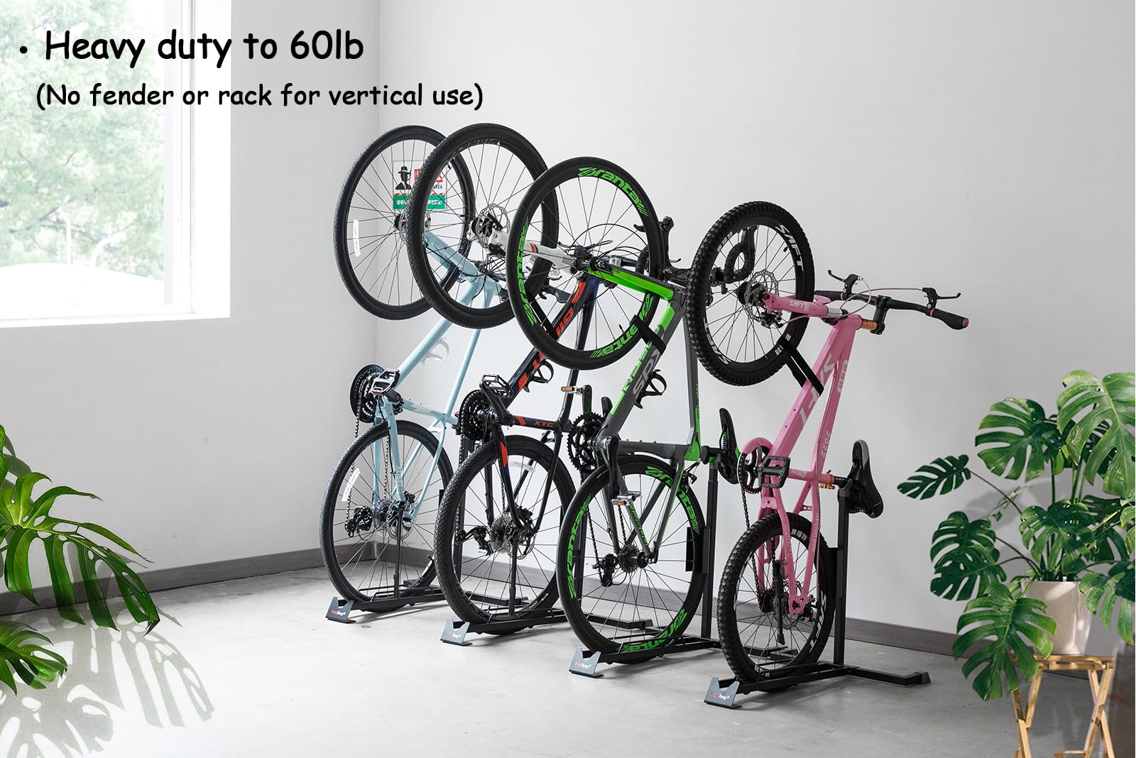 Vertical Bike Stand for Indoor & Garage Storage - Heavy Duty Upright Bicycle Rack for MTB, Road Bikes, Women's Bikes & E-Bikes - Space Saving Bike Organizer for Home, Apartment & Workshop Use