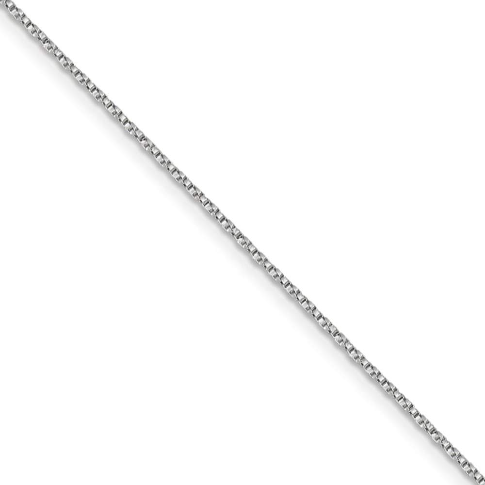 14k White Gold 1mm Twisted Box Chain Necklace - Black Bow Jewelry, Perfect for Everyday Wear & Special Occasions