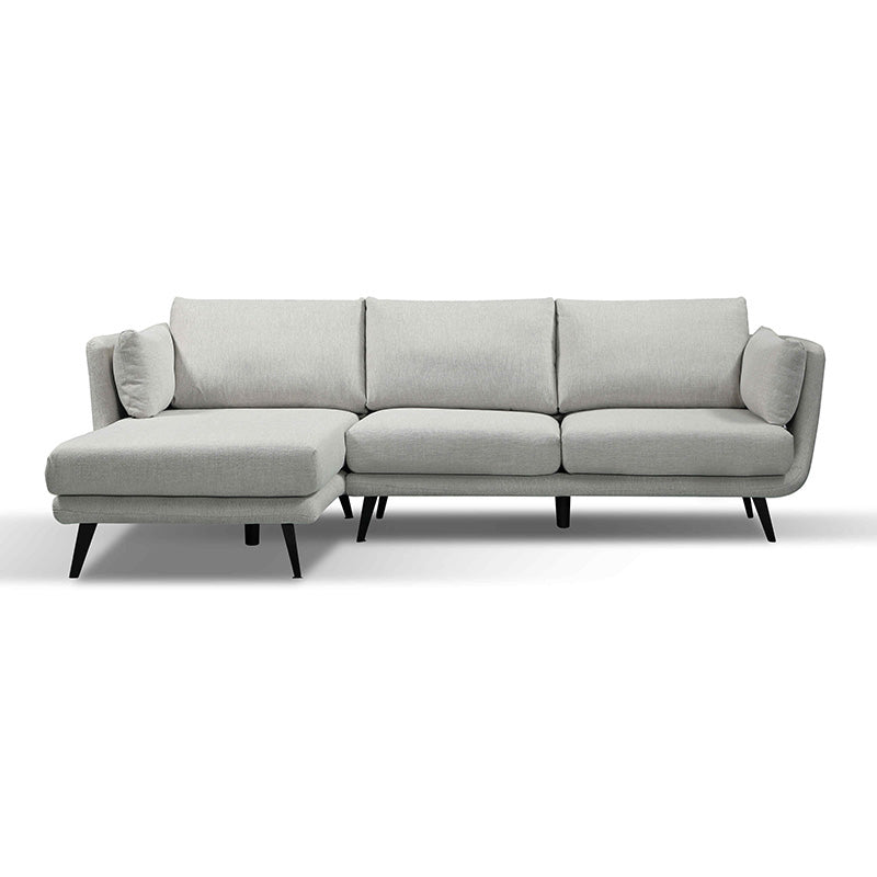 RANNI 3-Seater Sofa with Left Chaise in Warm Grey - Modern L-Shaped Sectional Couch for Living Room, Lounge & Family Room Comfort