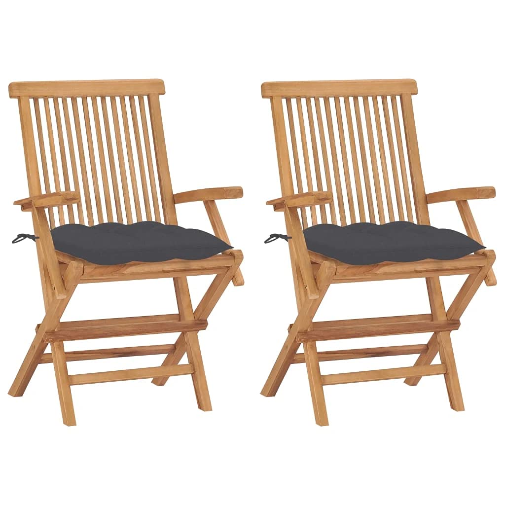 Premium VidaXL 2/3/4/6/8-Piece Solid Teak Wood Outdoor Garden Chair Set with Waterproof Cushions - Patio, Poolside & Backyard Furniture for Relaxing & Entertaining