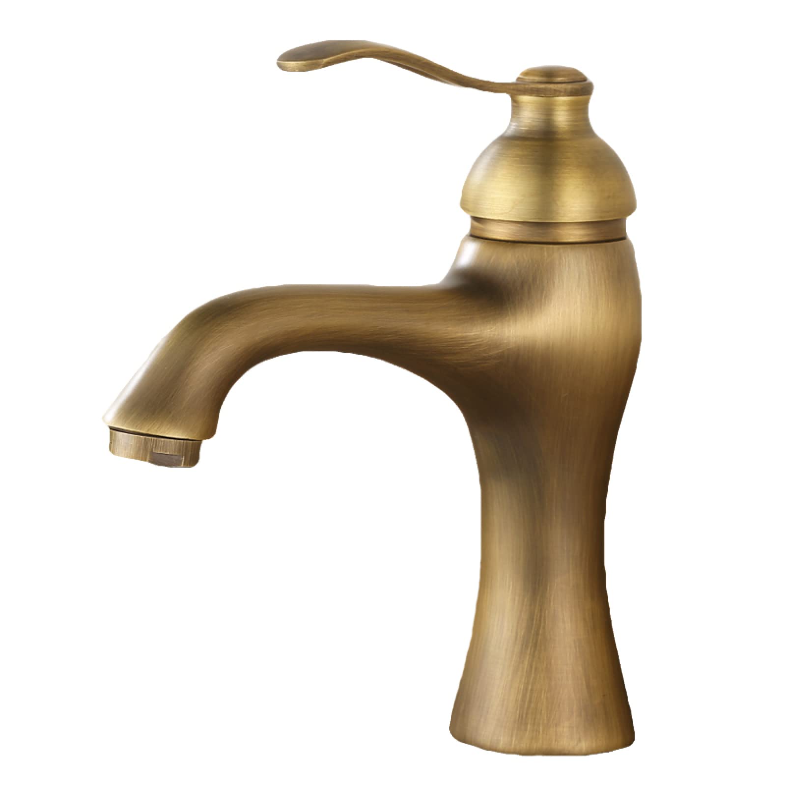 Antique Brass Single Hole Bathroom Sink Faucet - Tall Vintage Design for Bathroom & Kitchen Use - Perfect for Farmhouse, Rustic, or Traditional Decor Styles