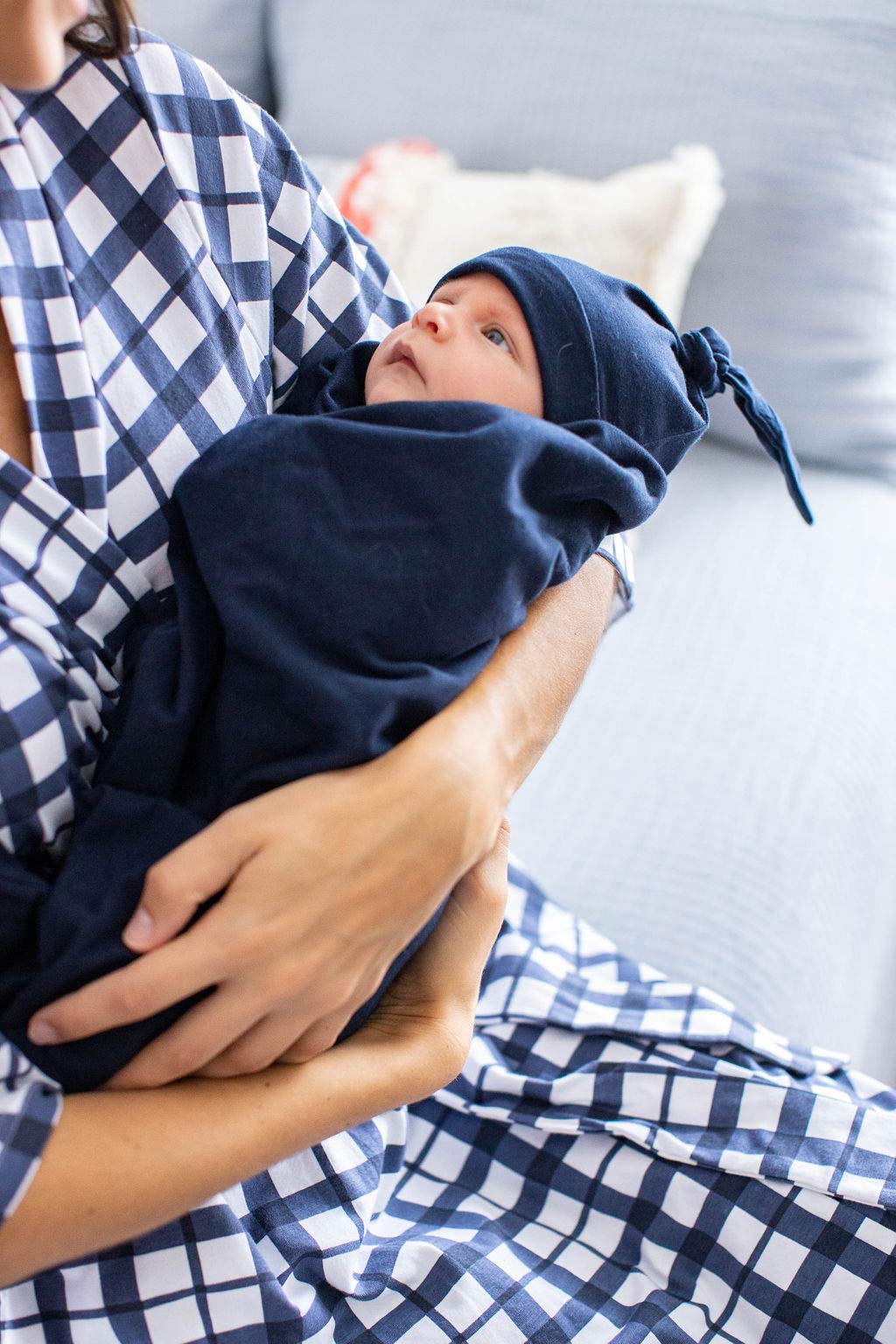 Mommy & Me Maternity Robe Set - Labor & Delivery Gown with Matching Swaddle for Newborns