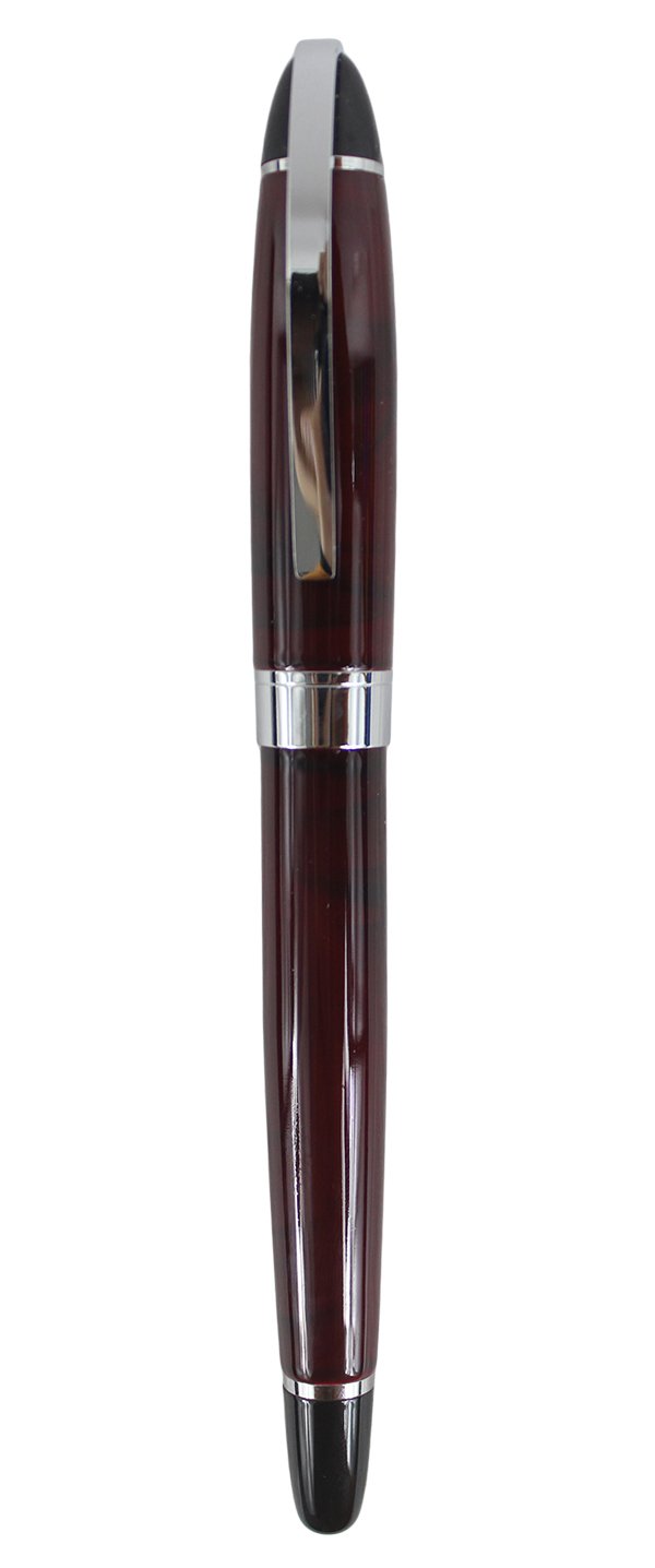 Premium Silver Clip Fountain Pen 517 with Gift Box - Elegant Red Ink Writing Pen for Calligraphy, Journaling & Business Signatures