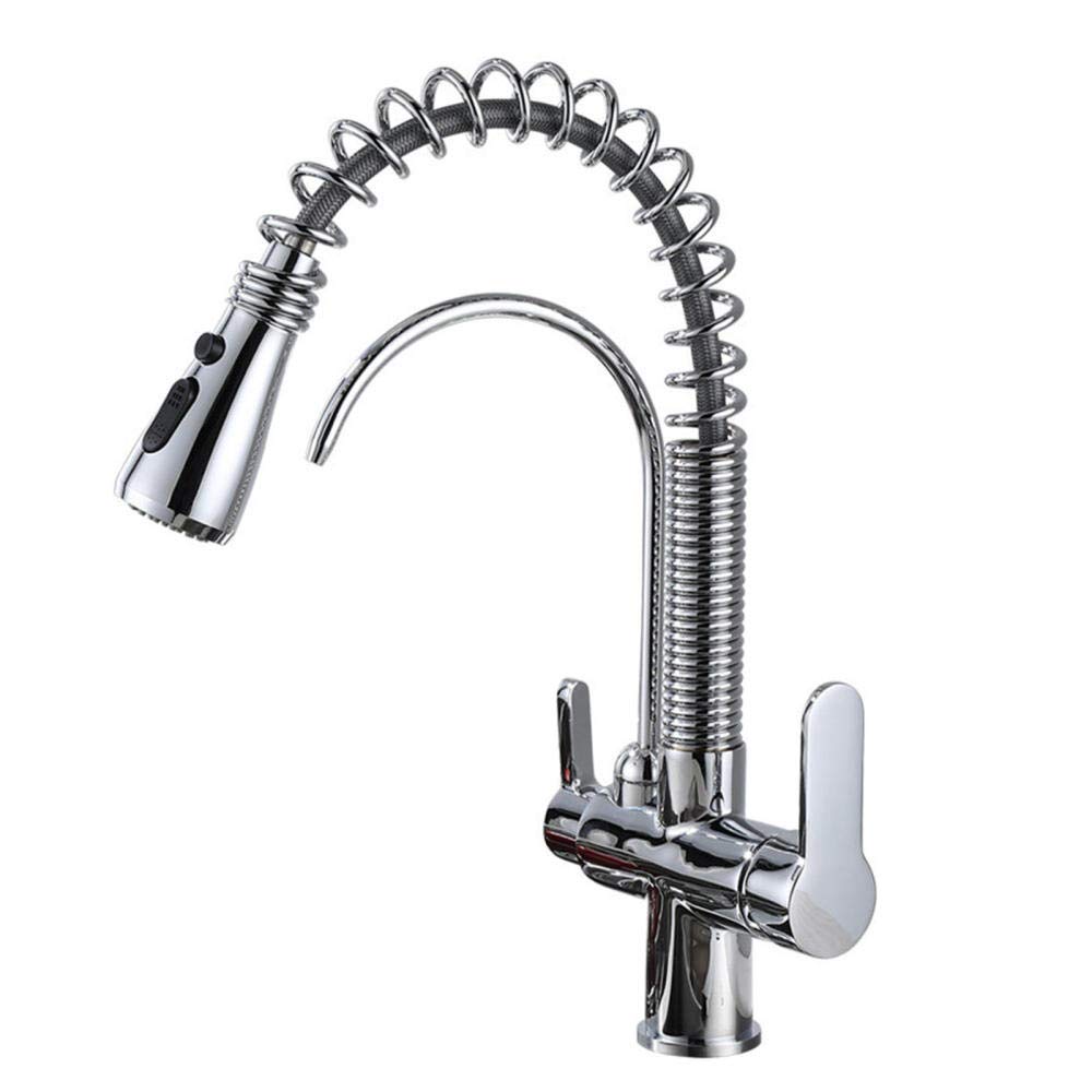 3-Way Water Filter Faucet - 3 in 1 Brass Kitchen Sink Mixer Tap with Hot & Cold Water, Direct Drinking Water Purification System for Clean Spring Water - Perfect for Home Kitchen, RV, Office & Outdoor Use
