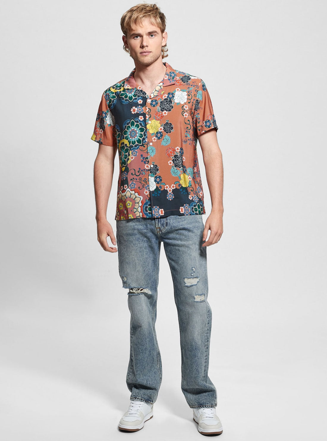Eco-Friendly Brown Floral Short Sleeve Blouse for Women - Casual Summer Tops for Outdoor Activities and Vacation Wear