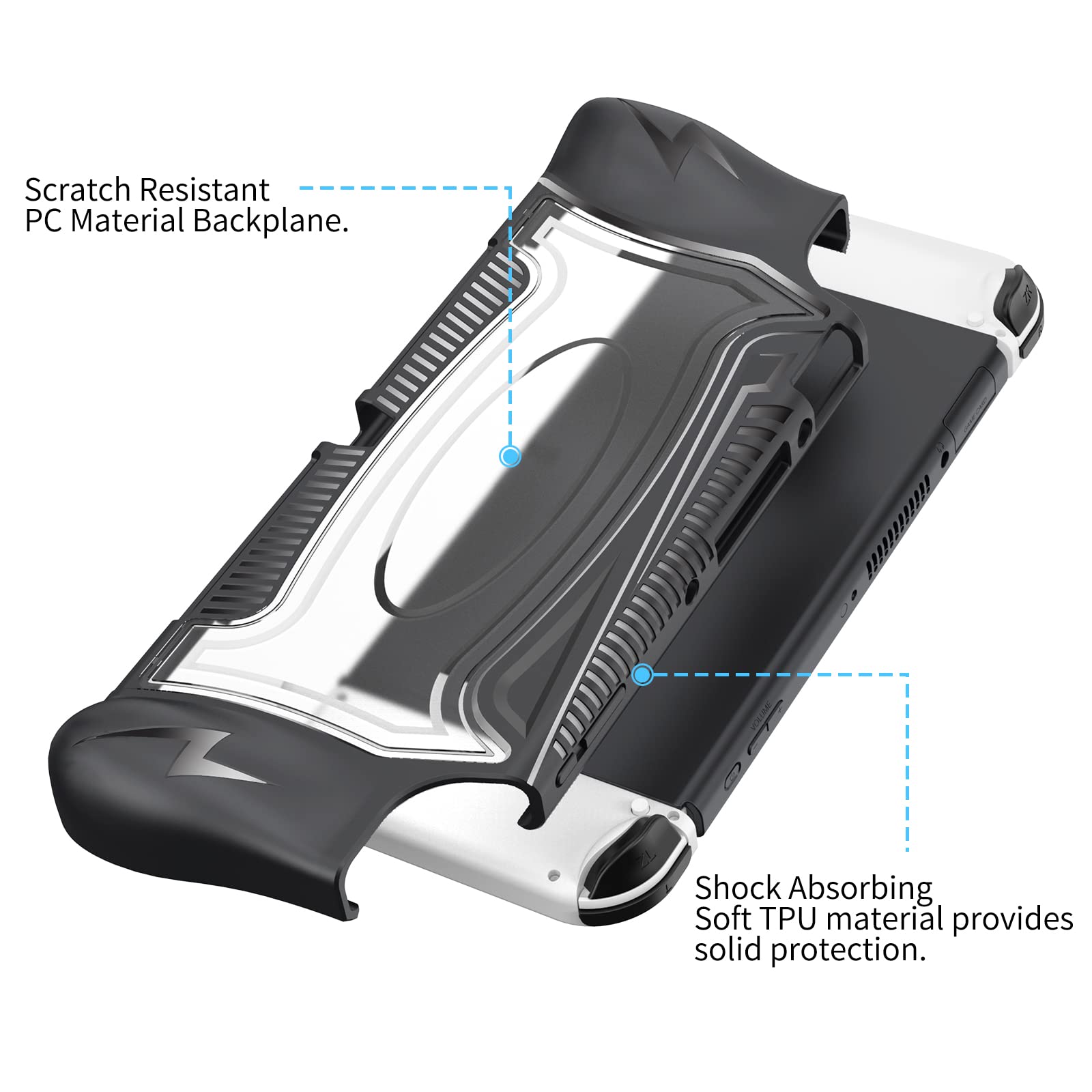 Premium Nintendo Switch OLED Case - Black Protective Cover with Ergonomic TPU Grip for Joy-Con Controllers | Perfect for Gaming, Travel & Daily Protection