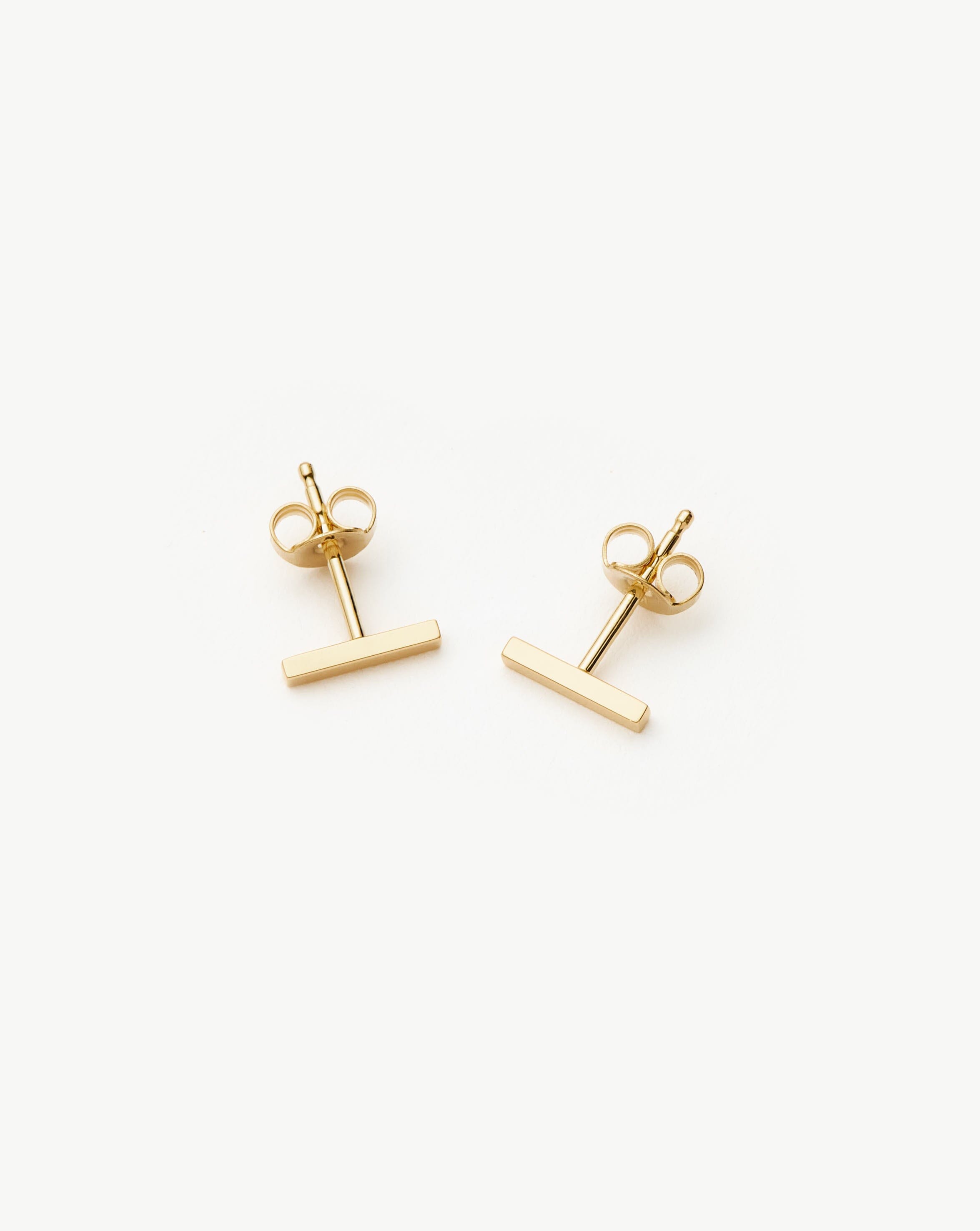 14K Solid Gold Bar Stud Earrings for Women - Minimalist Dainty Fine Jewelry Gift for Her - Perfect for Everyday Wear, Parties & Special Occasions