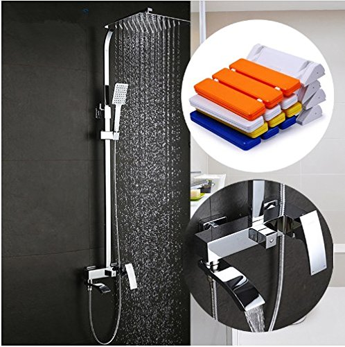GOWE Wall Mounted Shower Seat - Foldable Shower Chair with Adjustable Shower Faucet Mixer Tap for Bathroom - Perfect for Elderly, Disabled & Spa Relaxation