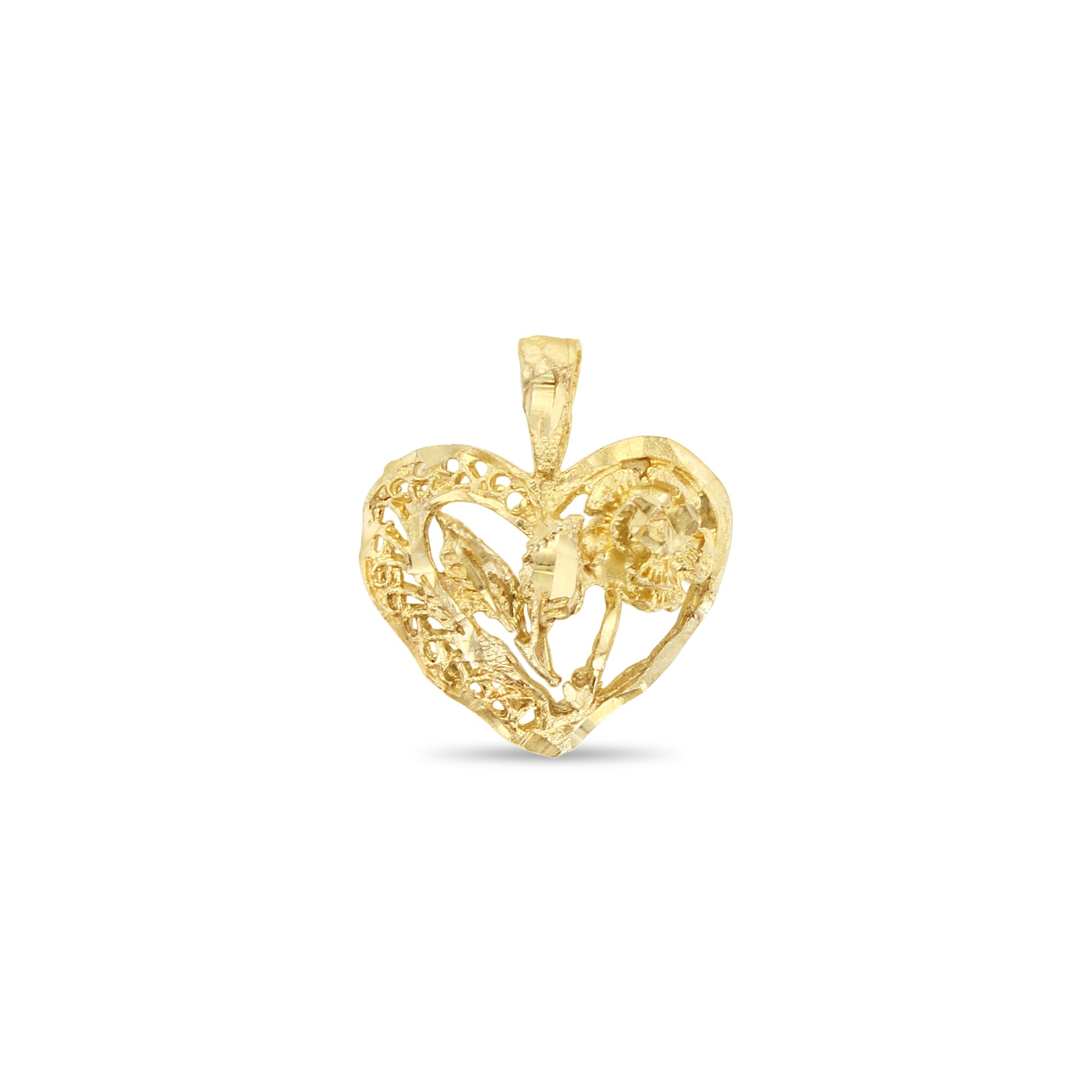 Heart Shaped Pendant Necklace with Floral Design & Diamond Cuts - Perfect for Valentine's Day Gifts, Anniversary Presents & Romantic Occasions