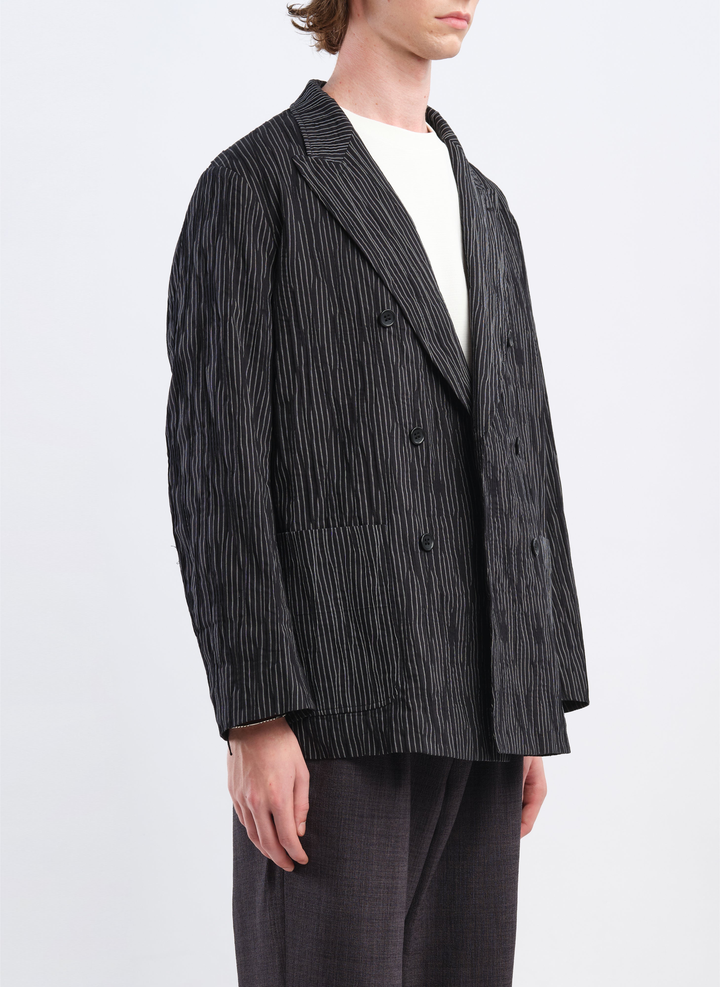 Premium Distorted Cotton Dobby Cloth Double Breasted Blazer for Men - Elegant Business Casual Jacket for Office, Weddings & Formal Events