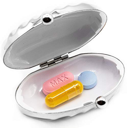 Silver Swirl Purse-Shaped Portable Pill Box - Travel Medicine Organizer with Large Compartment | Perfect for Daily Medication, Travel Essentials & Emergency First Aid Kit