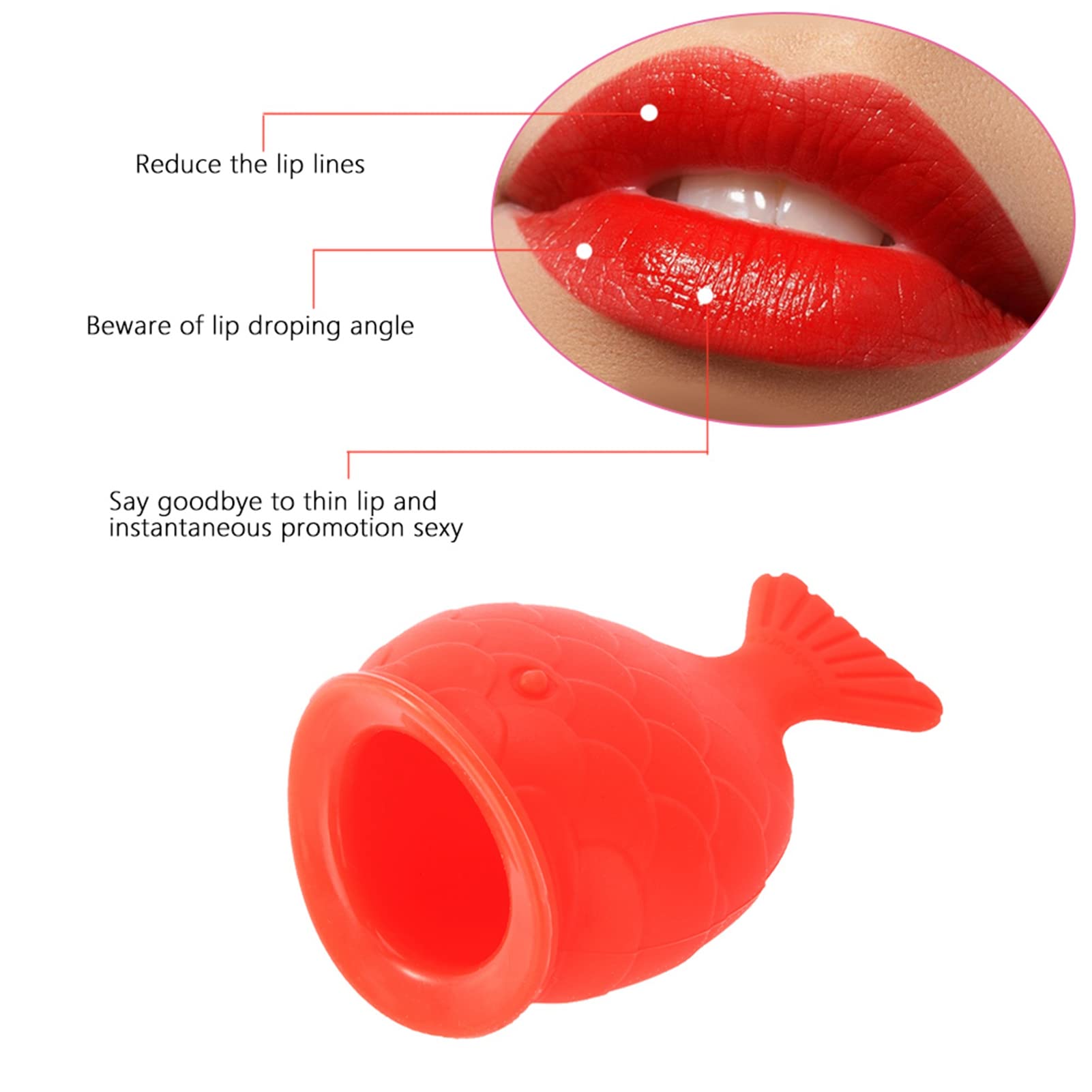 Fish Shaped Lip Plumper Tool for Women - Silicone Lip Enhancer & Pout Pump for Fuller Lips - Portable Hand Size Lip Plumping Device for Makeup, Beauty & Self Care Routine