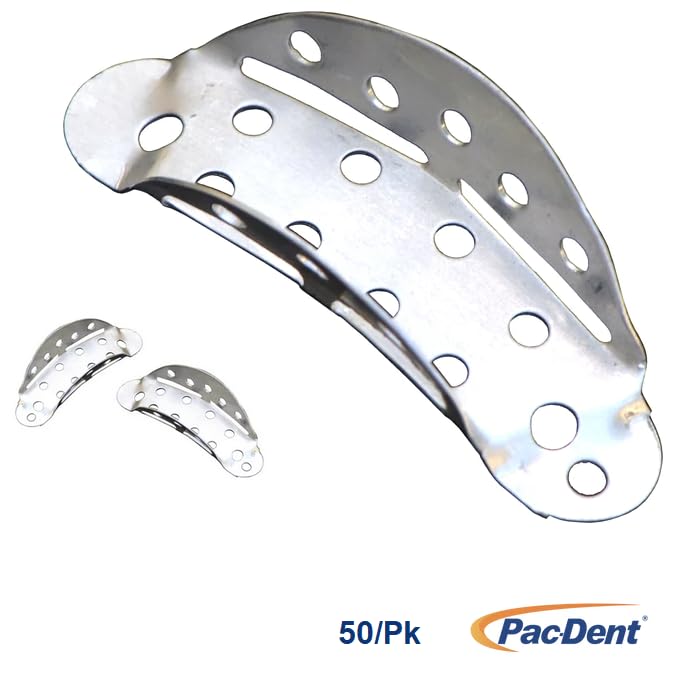 50-Pack Disposable Dental Temporary Impression Trays for Crown & Bridge - Premium Aluminum Material - Ideal for Dental Clinics, Crown Fitting & Orthodontic Procedures