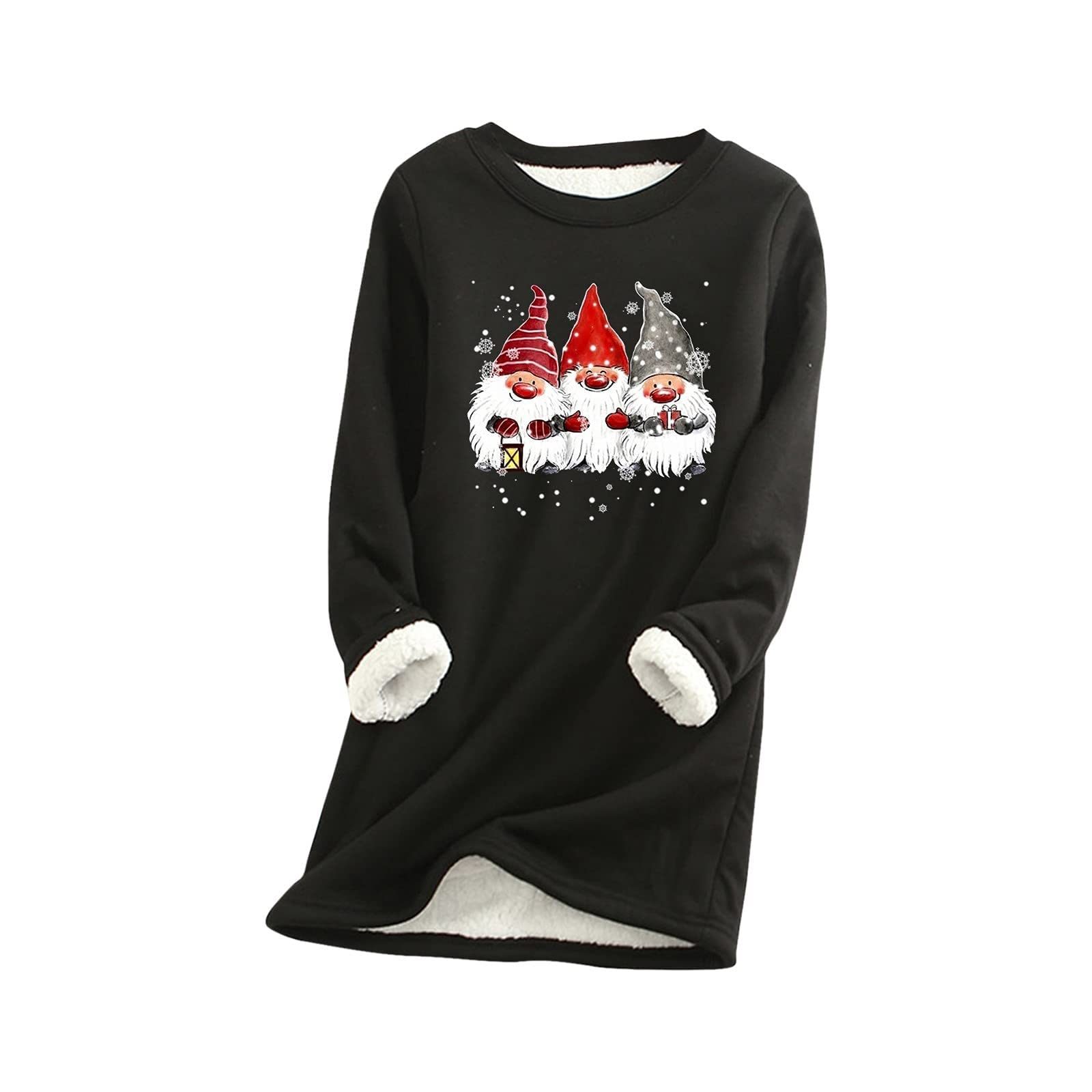 Women's Christmas Long Sleeve Sweatshirt - Festive Holiday Print Tops for Women, Cozy Fleece Pullover, Casual Winter Warm Shirt - Perfect for Holiday Parties, Family Gatherings & Christmas Photos