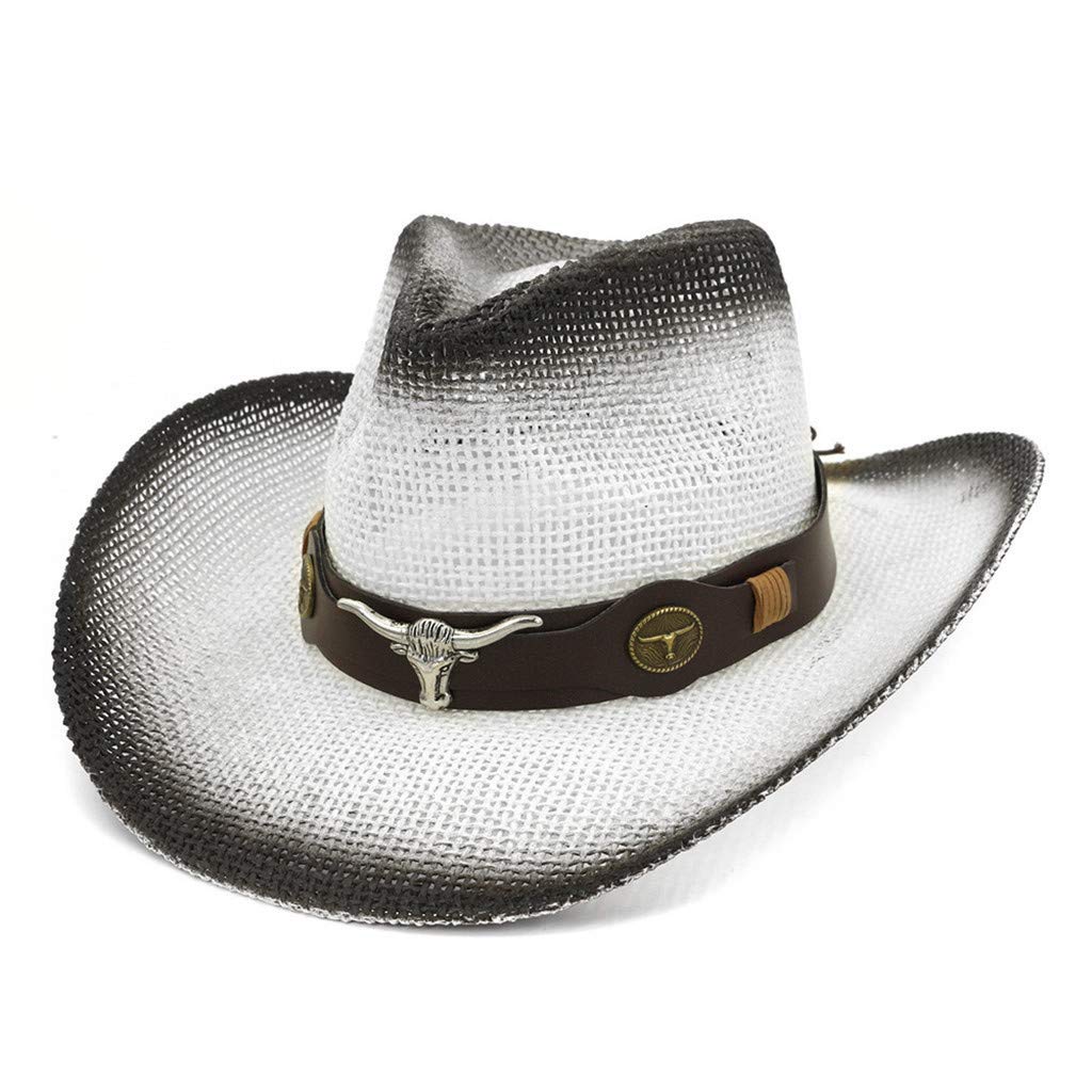 Vintage Western Cowboy Hat for Men & Women - Foldable Leather Belt Wide Brim Panama Riding Hat - Perfect for Rodeo, Country Music Festivals & Outdoor Adventures