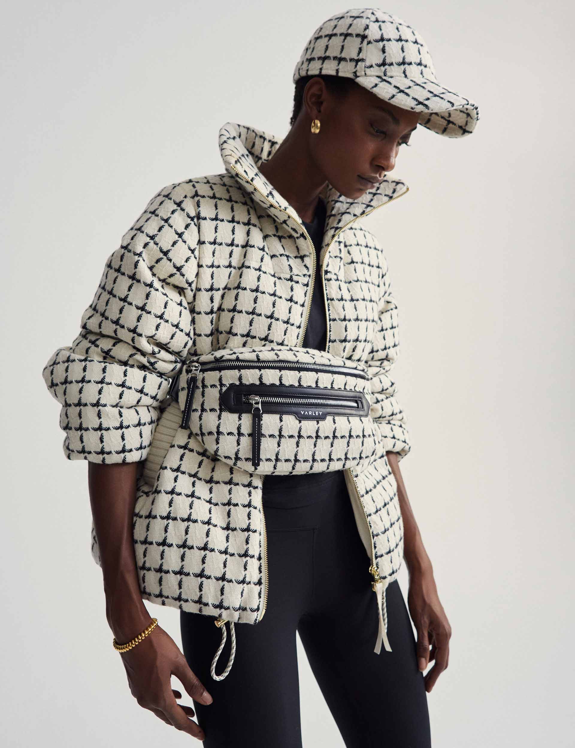 Eugene Check Puffer Jacket - Stylish Egret Mono Check Coat for Men & Women | Perfect for Winter, Outdoor Activities & Casual Wear