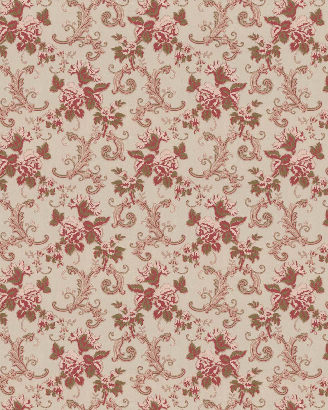 Lim & Handtryck Wallpaper Hovdala Flower Gray/Red - Perfect for Living Room, Bedroom, and Home Decor