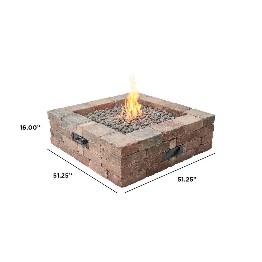 Bronson Block Gas Fire Pit Kit by The Outdoor Greatroom Company - Outdoor Patio, Backyard, and Garden Fire Pit for Cozy Gatherings & Relaxation
