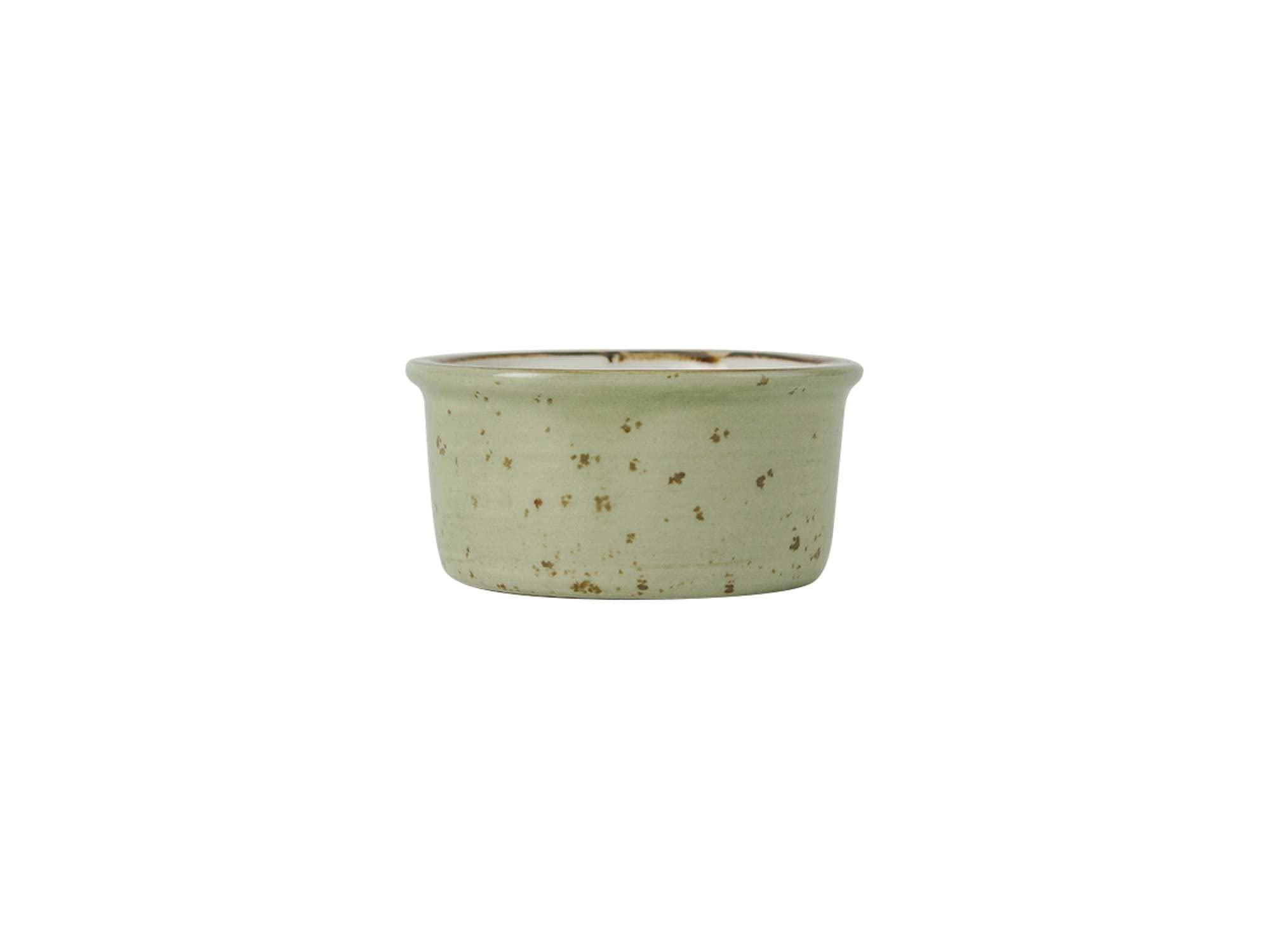 Tuxton Artisan Geode Olive Reactive Natural 2.5-Oz Ramekin - Set of 24 Green Stoneware Bowls | Scratch & Chip Resistant | Lead & Cadmium Free | Dishwasher, Microwave & Oven Safe | Perfect for Baking, Serving & Food Storage