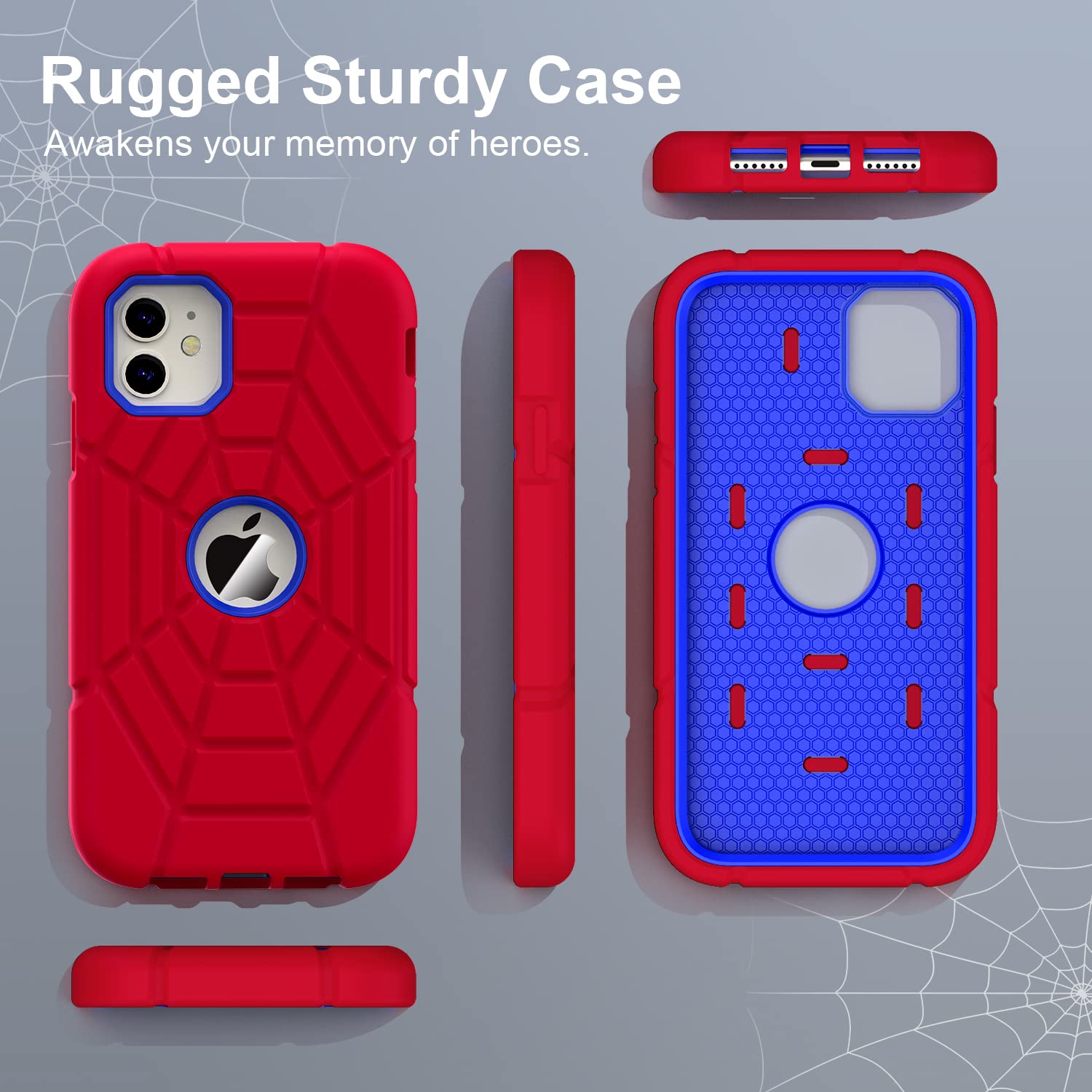 Grifobes Shockproof Case for iPhone 11 & iPhone XR 6.1 Inch - Durable Protective Cover for Kids, Boys & Children (Red & Blue) - Perfect for School, Play & Outdoor Activities