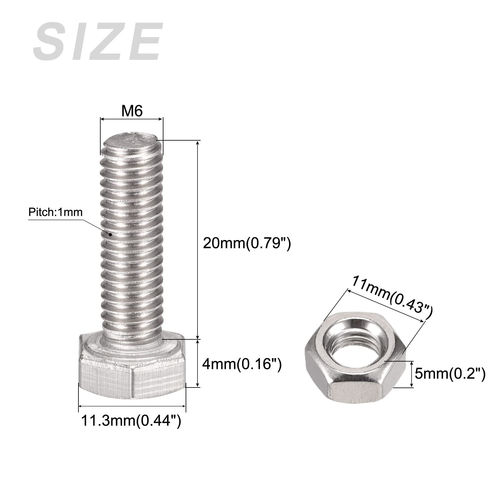 METALLIXITY 304 Stainless Steel M6x20mm Hex Screw Kit (10 Sets) - Home Appliance Repair