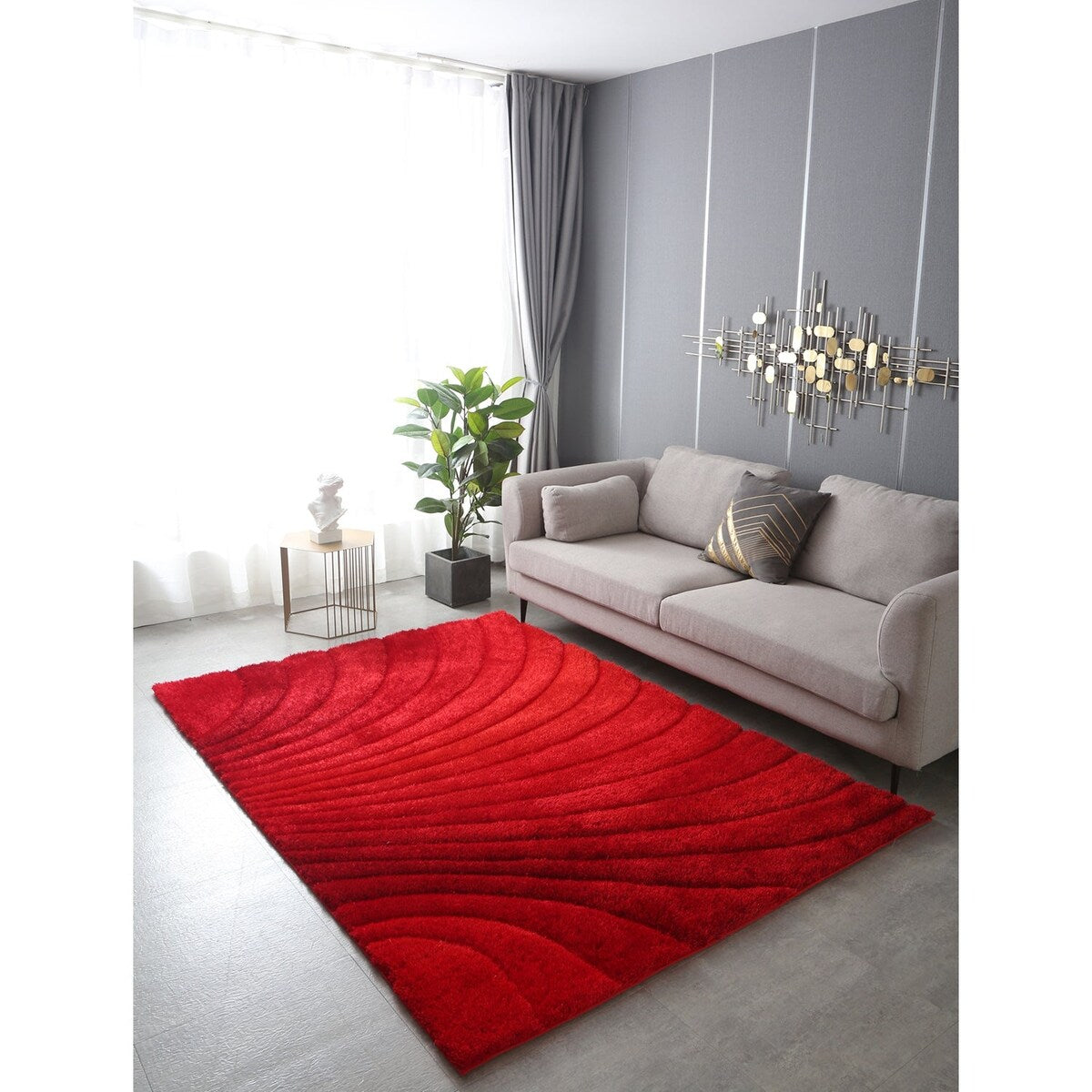 Soft 3D Shaggy Hand Tufted Area Rug - 3'6