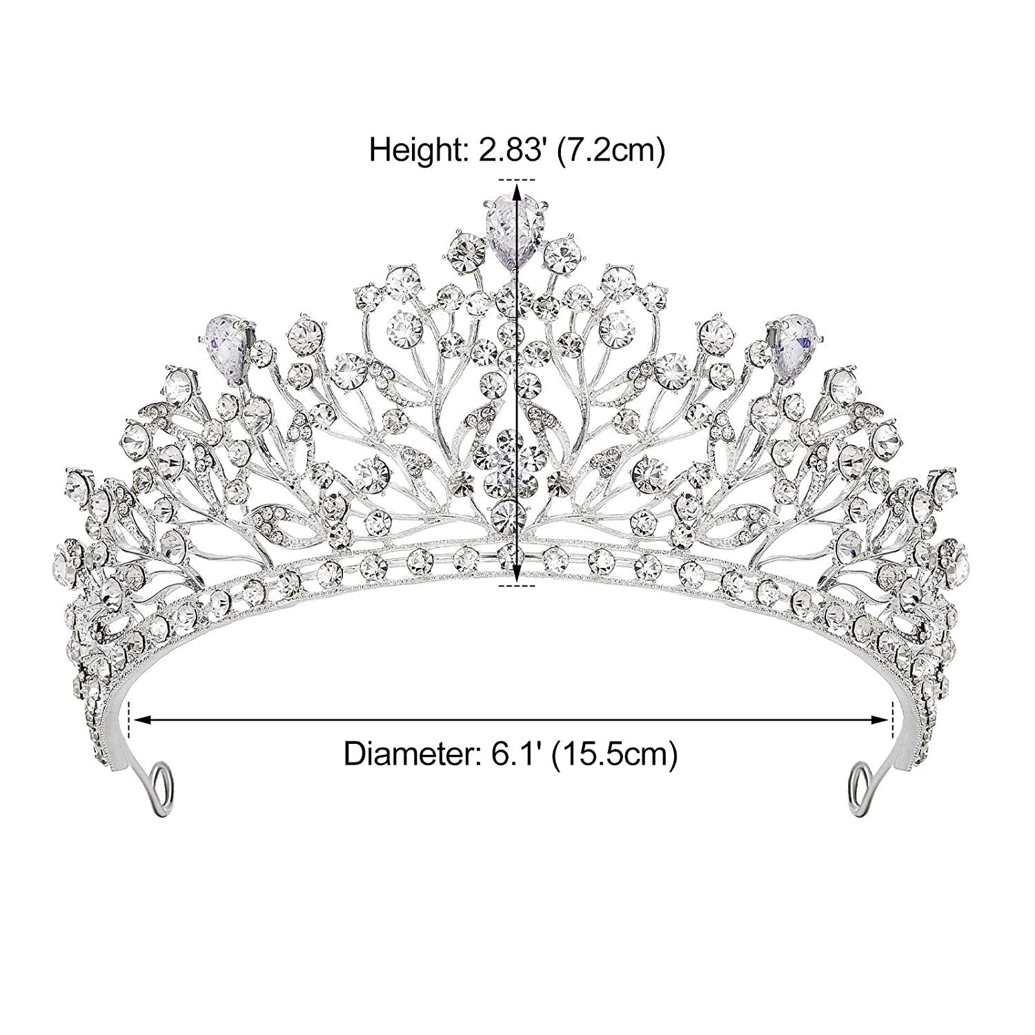Wedding Tiara for Bride - Sparkling Rhinestone Princess Crown Headpiece for Women & Girls | Bridal Pageant, Prom Party, Quinceañera & Special Occasions