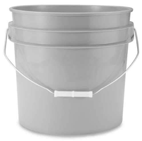 House Naturals 4-Pack 3.5 Gallon BPA-Free Food Grade Buckets with Airtight Lids - Grey Plastic Pails for Food Storage, Fermentation, Home Brewing & Gardening - Made in USA
