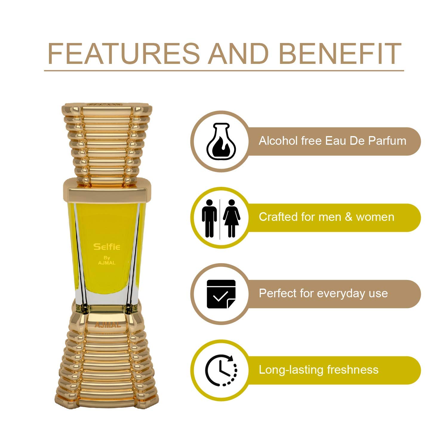 AJMAL Khofooq Premium Concentrated Perfume Oil - Woody Oudh Scent, Alcohol-Free Attar (18ml) for Men & Women | Long-Lasting Fragrance for Date Nights, Special Occasions & Daily Wear + FREE Perfume Tester