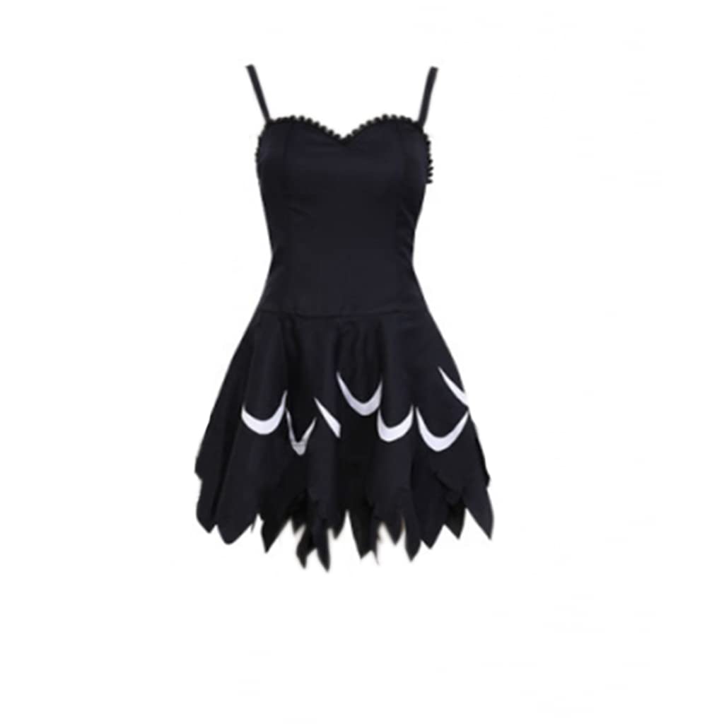 Black Clover Anime Cosplay Costume - Nero Secre Swallowtail Dress | Women's Black Swan Ballet Suspender Mini Dress for Halloween, Cosplay Events & Anime Conventions