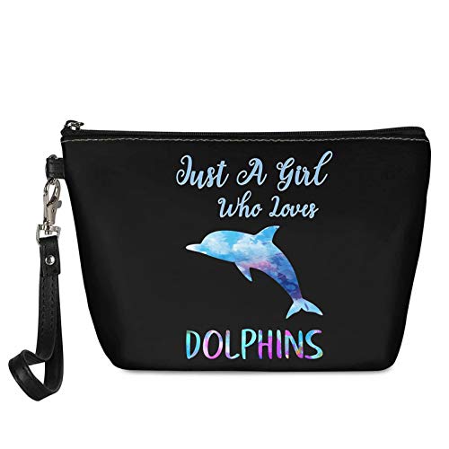 Alemiu Blue Dragonfly Makeup Bag Organizer - Portable Leather Cosmetic Case with Handle for Women & Teens - Travel Toiletry Pouch, Party Clutch Purse - Perfect Gift for Girls, Best for Daily Use & Special Occasions