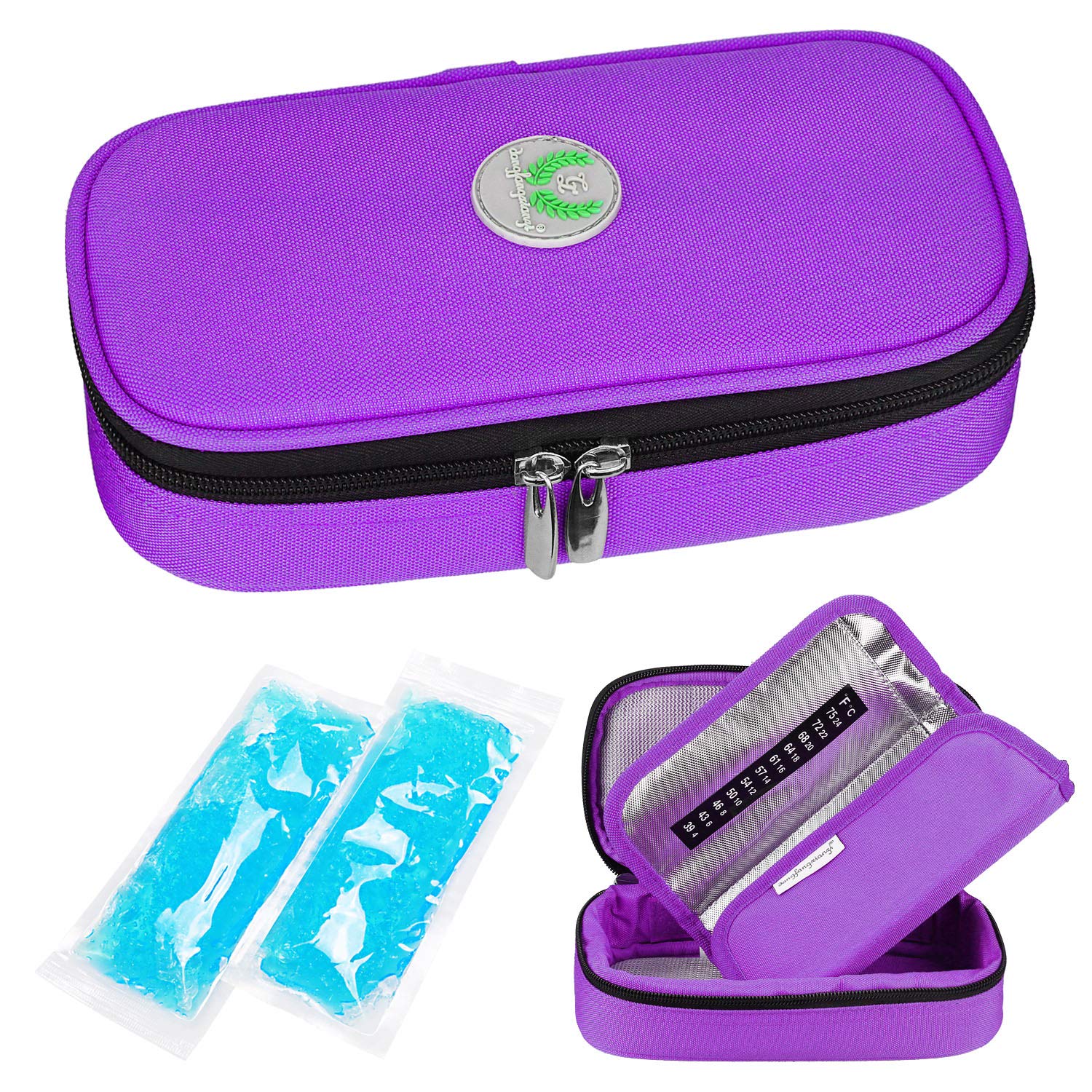 YOUSHARES Portable Insulin Cooler Travel Case - Diabetic Medication Insulated Organizer with 2 Ice Packs, Perfect for Insulin Pens and Diabetic Supplies, Ideal for Travel, Work, and Daily Use (Purple)